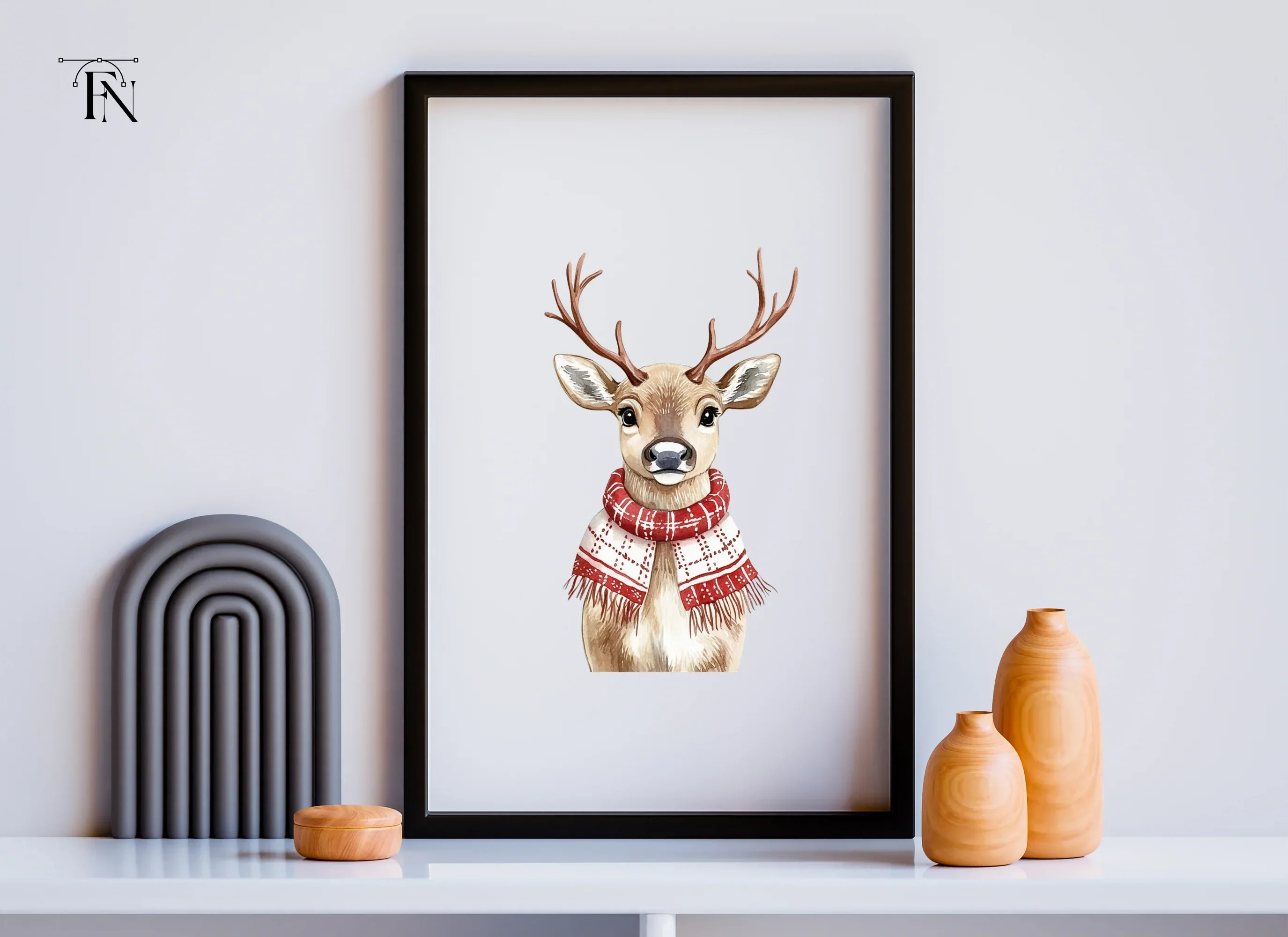 Cute Reindeer with Scarves Clipart Bundle - Image 6