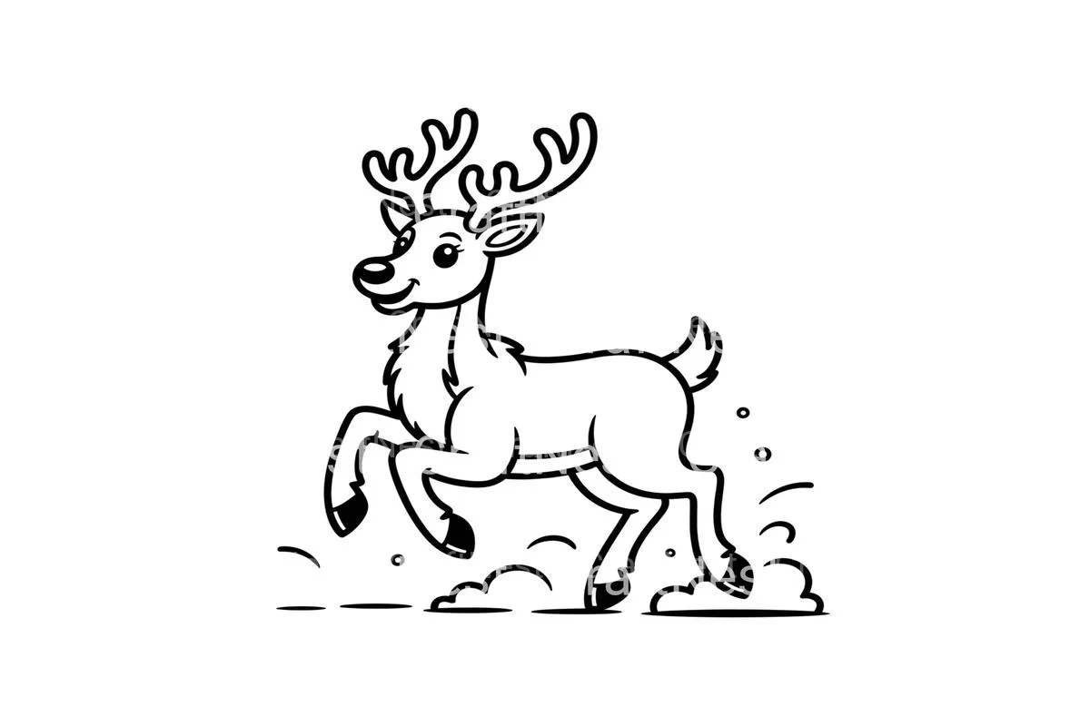 Cute Reindeerfor Kids Coloring Books - Image 3