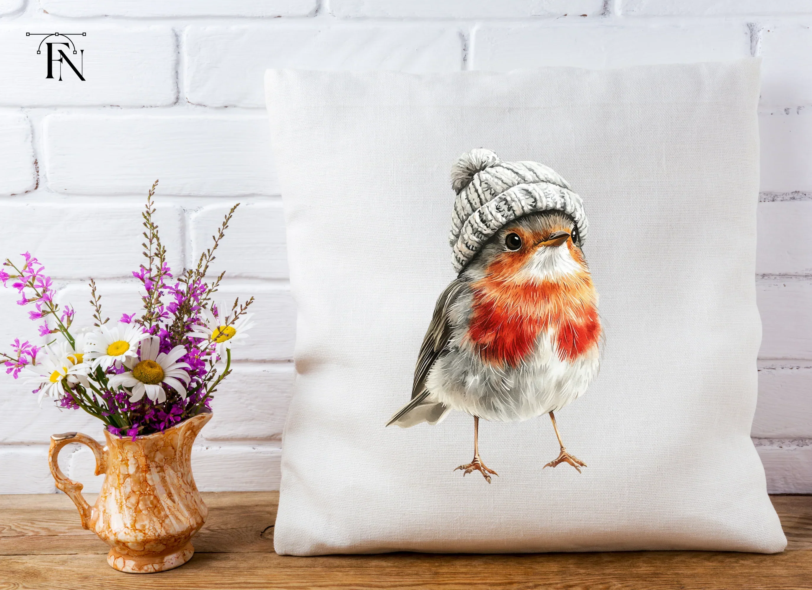 Cute Robin Bird in Winter Hat Clipart Bundle - Image 5