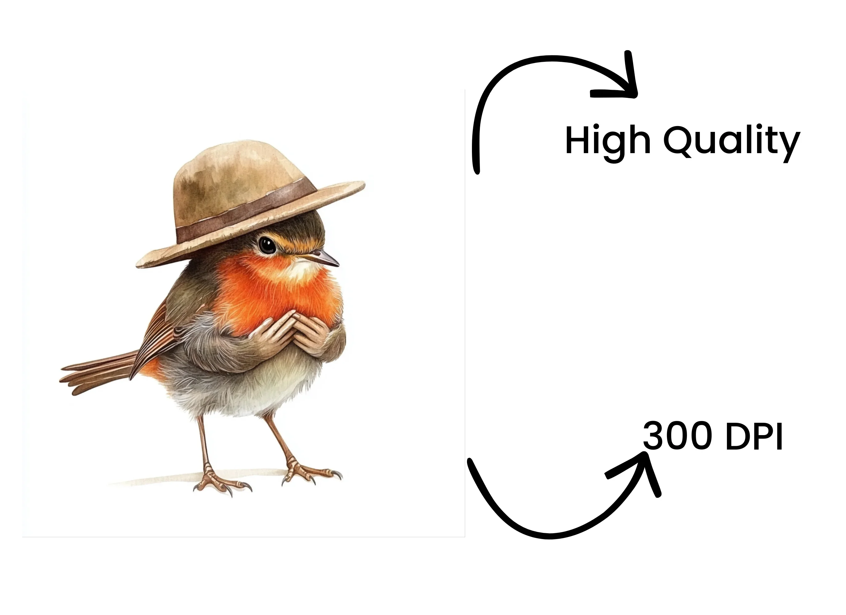 Cute Robin Birds with Straw Hats Clipart Bundle - Image 4