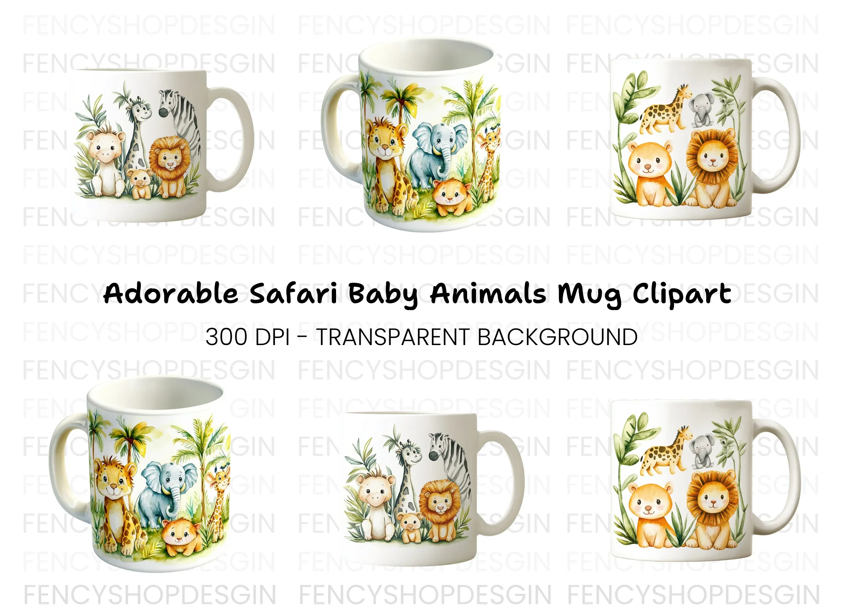 Cute Safari Animal Clipart Bundle
