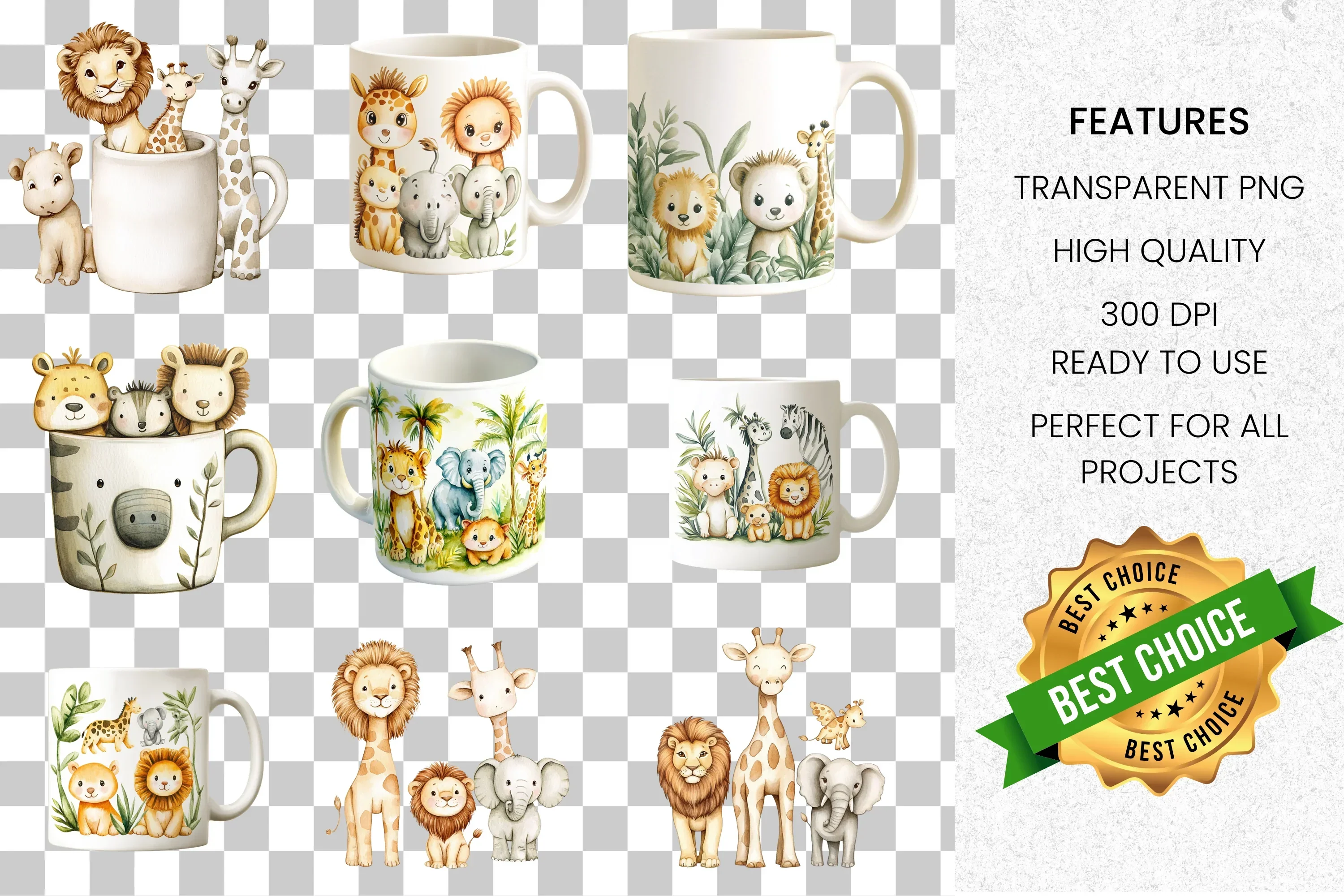 Cute Safari Baby Animals Clipart Bundle - Image 2