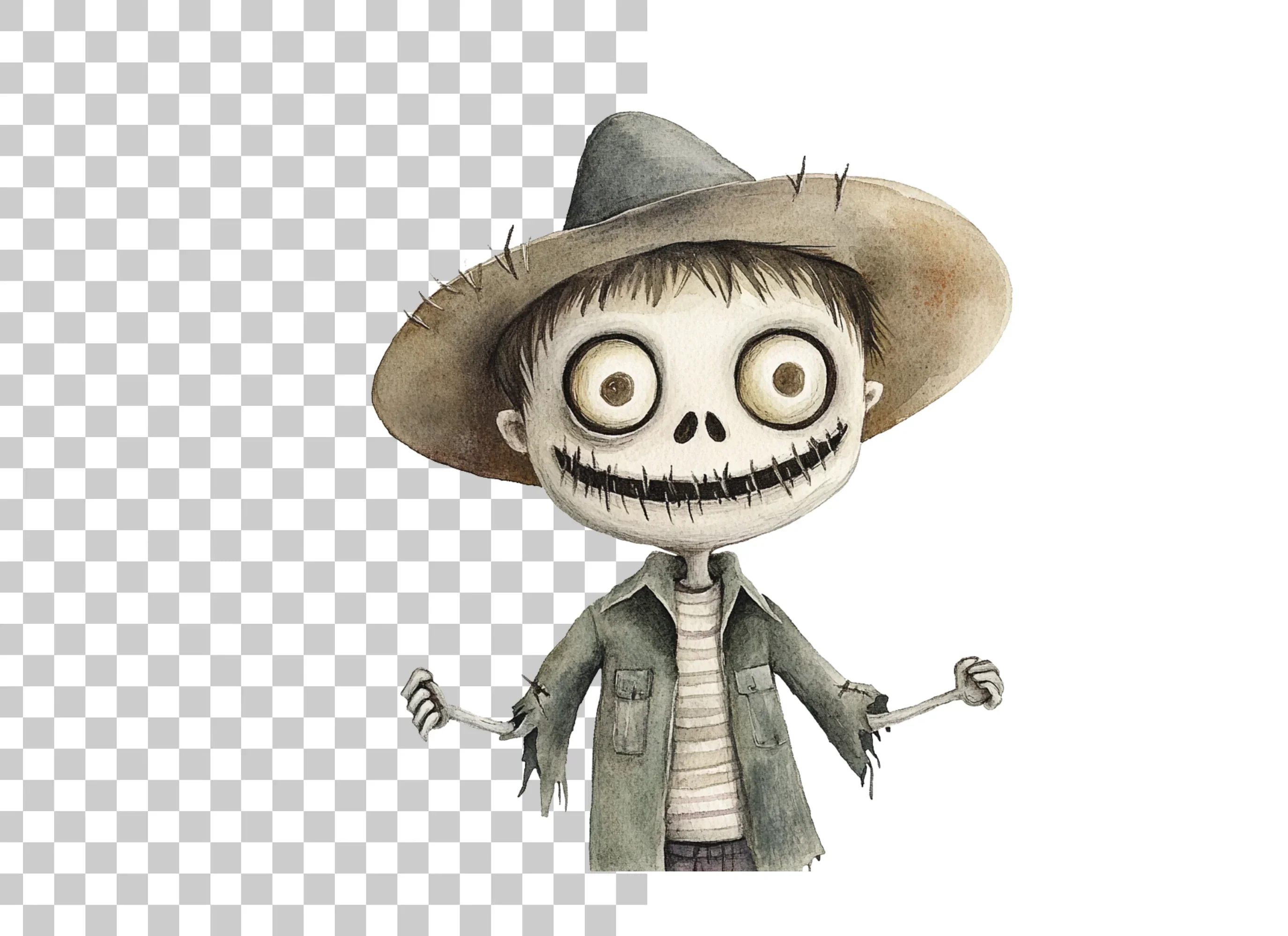 Cute Scarecrow Boy Halloween Clipart Bundle - Image 6