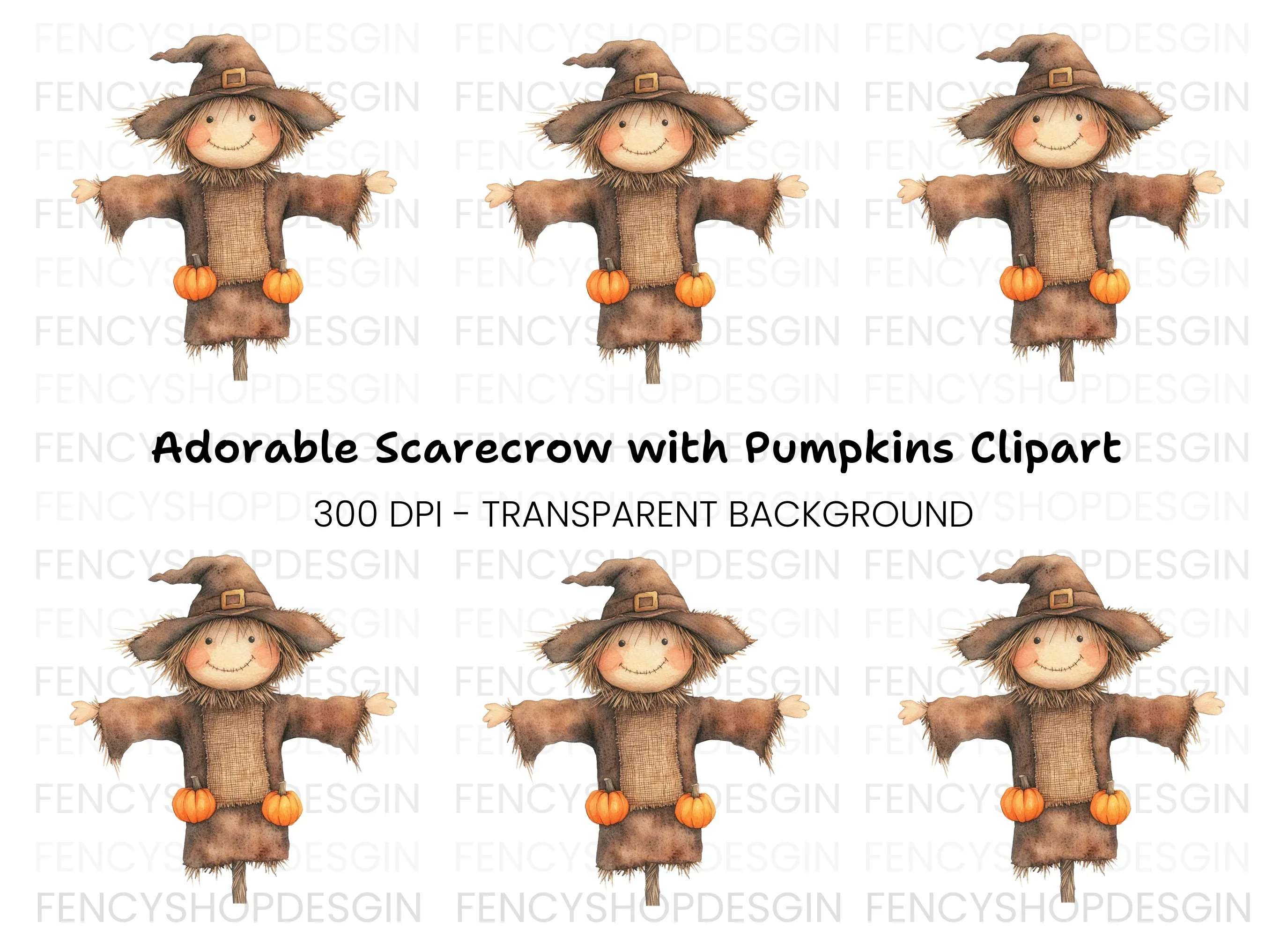 Cute Scarecrow Clipart Bundle