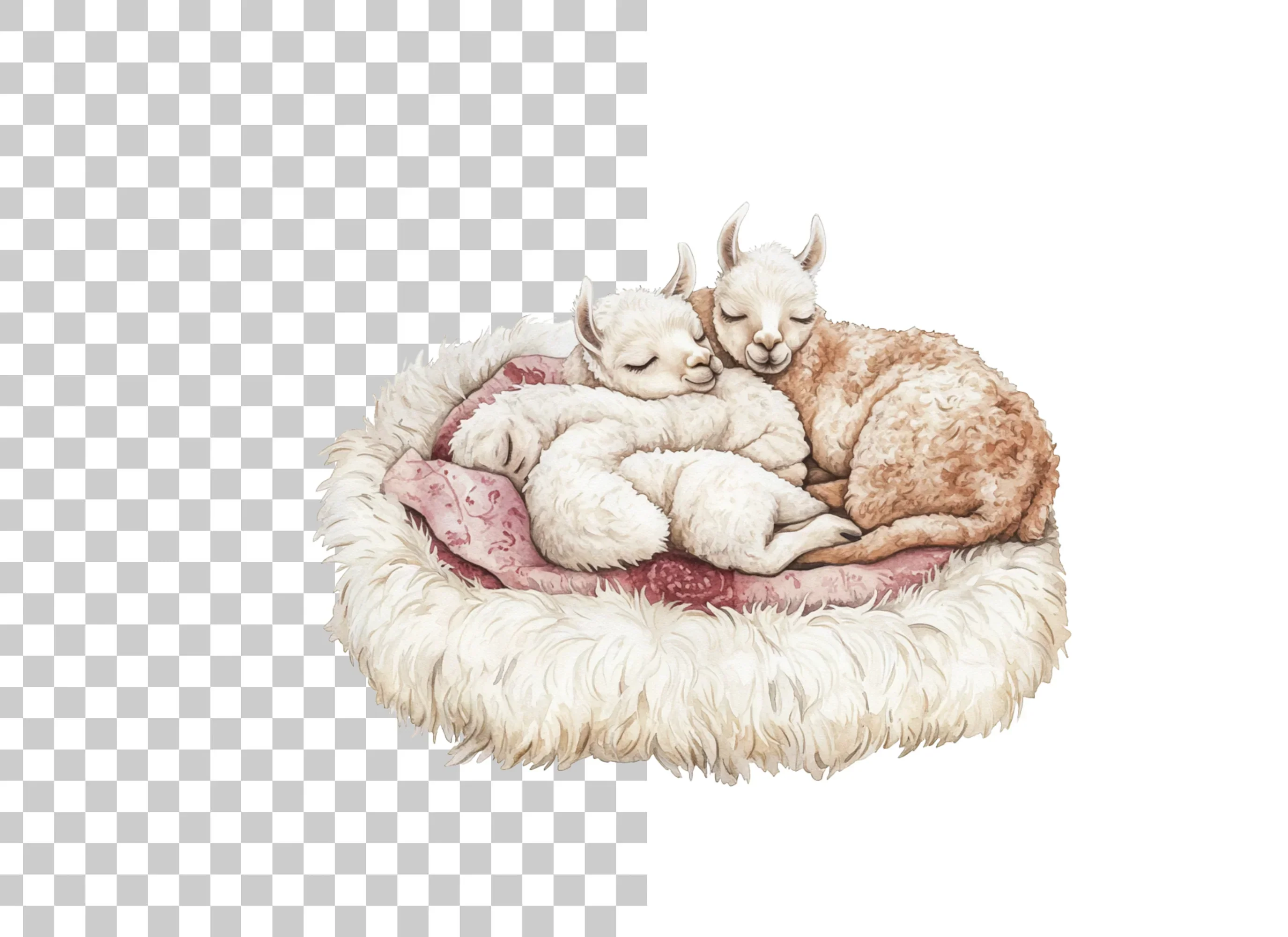 Cute Sleeping Baby Alpaca Clipart Bundle - Image 2