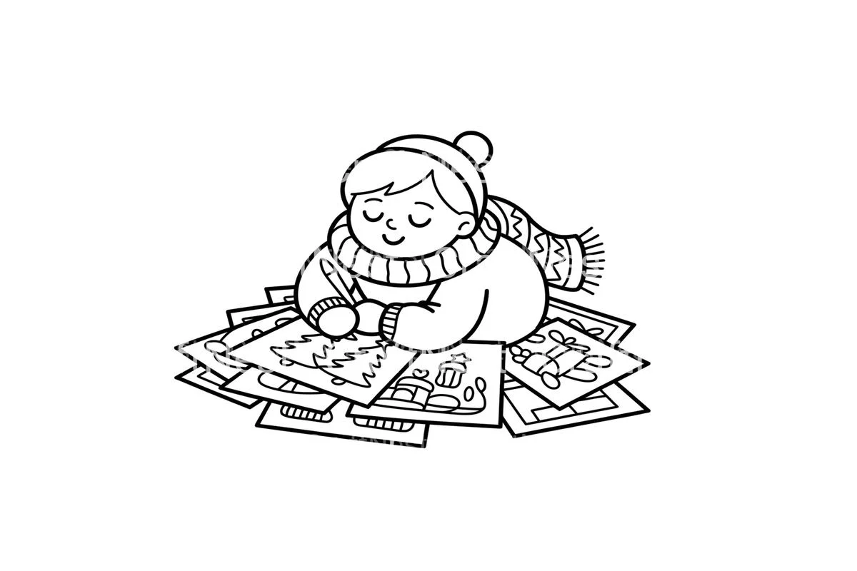 Cute Sleeping Baby Winter Coloring Books - Image 2