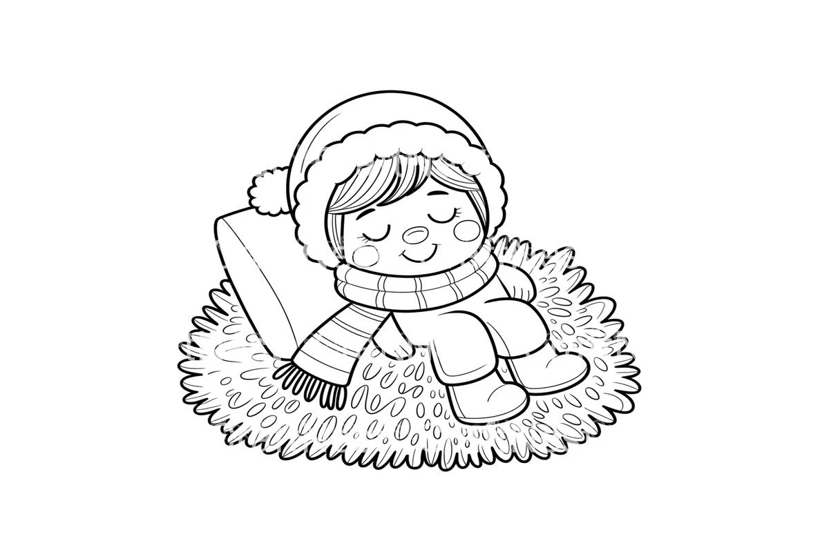 Cute Sleeping Baby Winter Coloring Books - Image 4