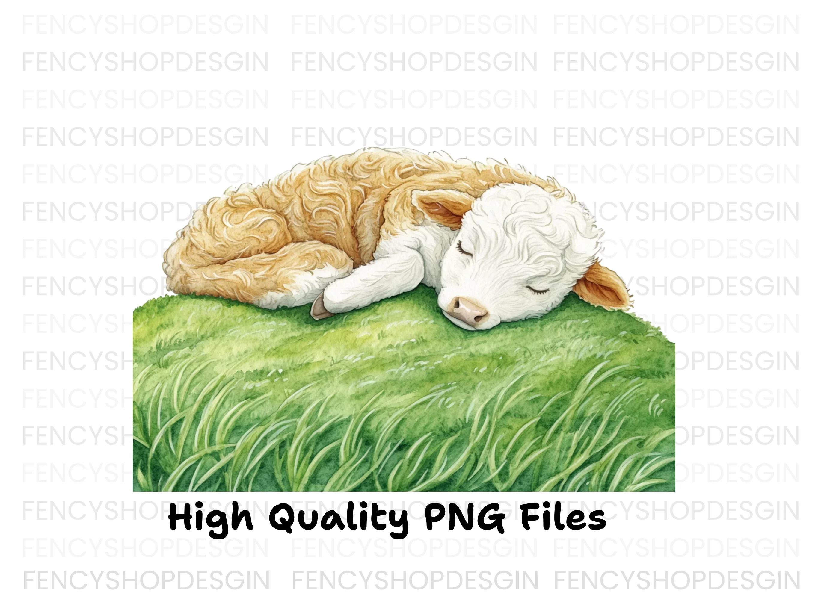 Cute Sleeping Calves Clipart Bundle - Image 3