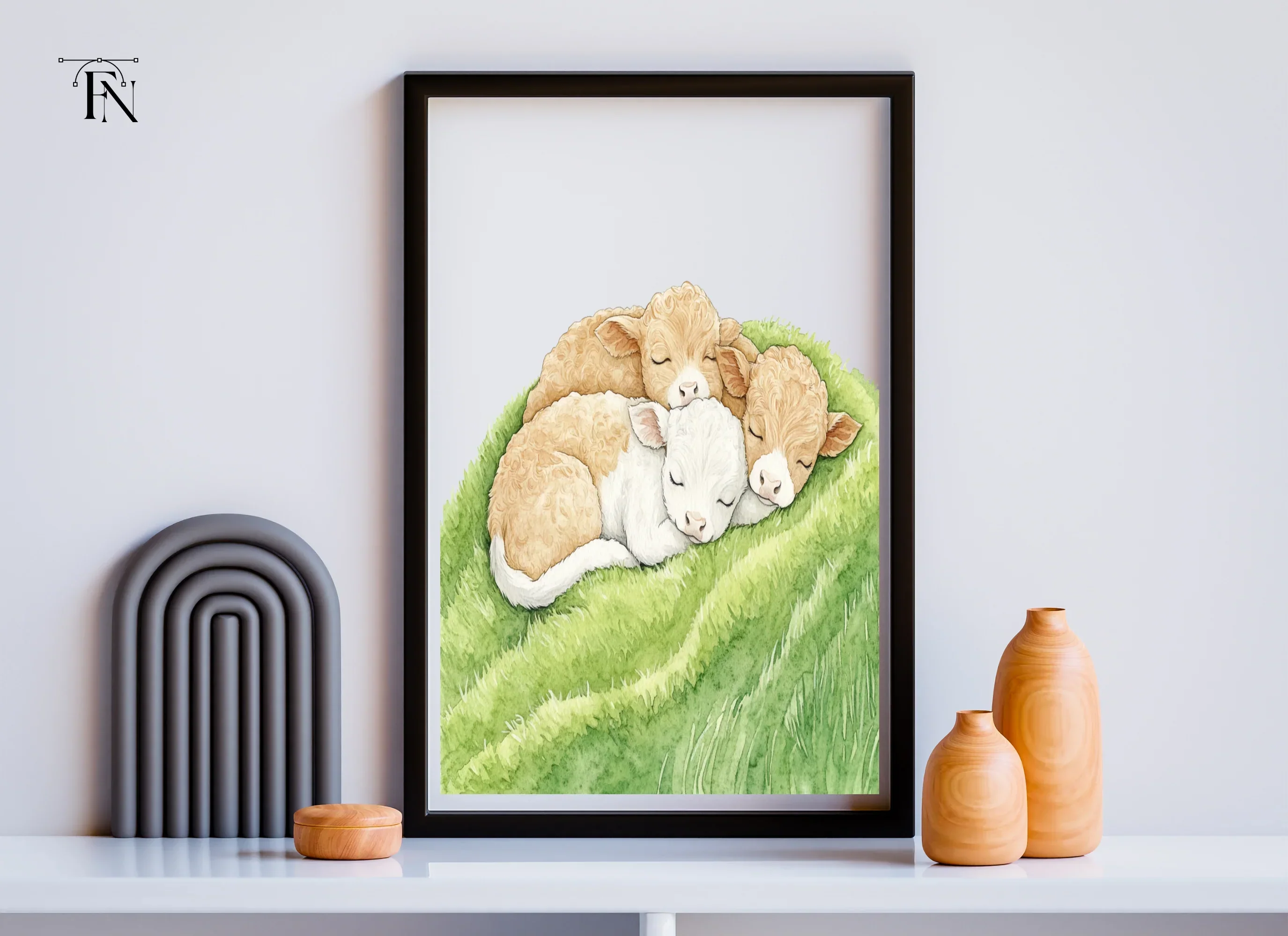 Cute Sleeping Calves Clipart Bundle - Image 6