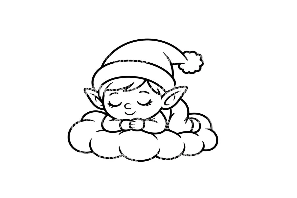 Cute Sleeping Christmas Elves Coloring Books - Image 2