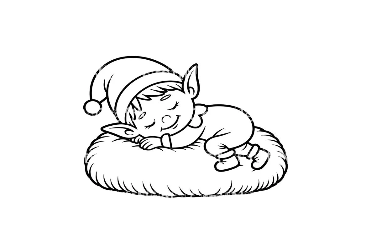 Cute Sleeping Christmas Elves Coloring Books - Image 4