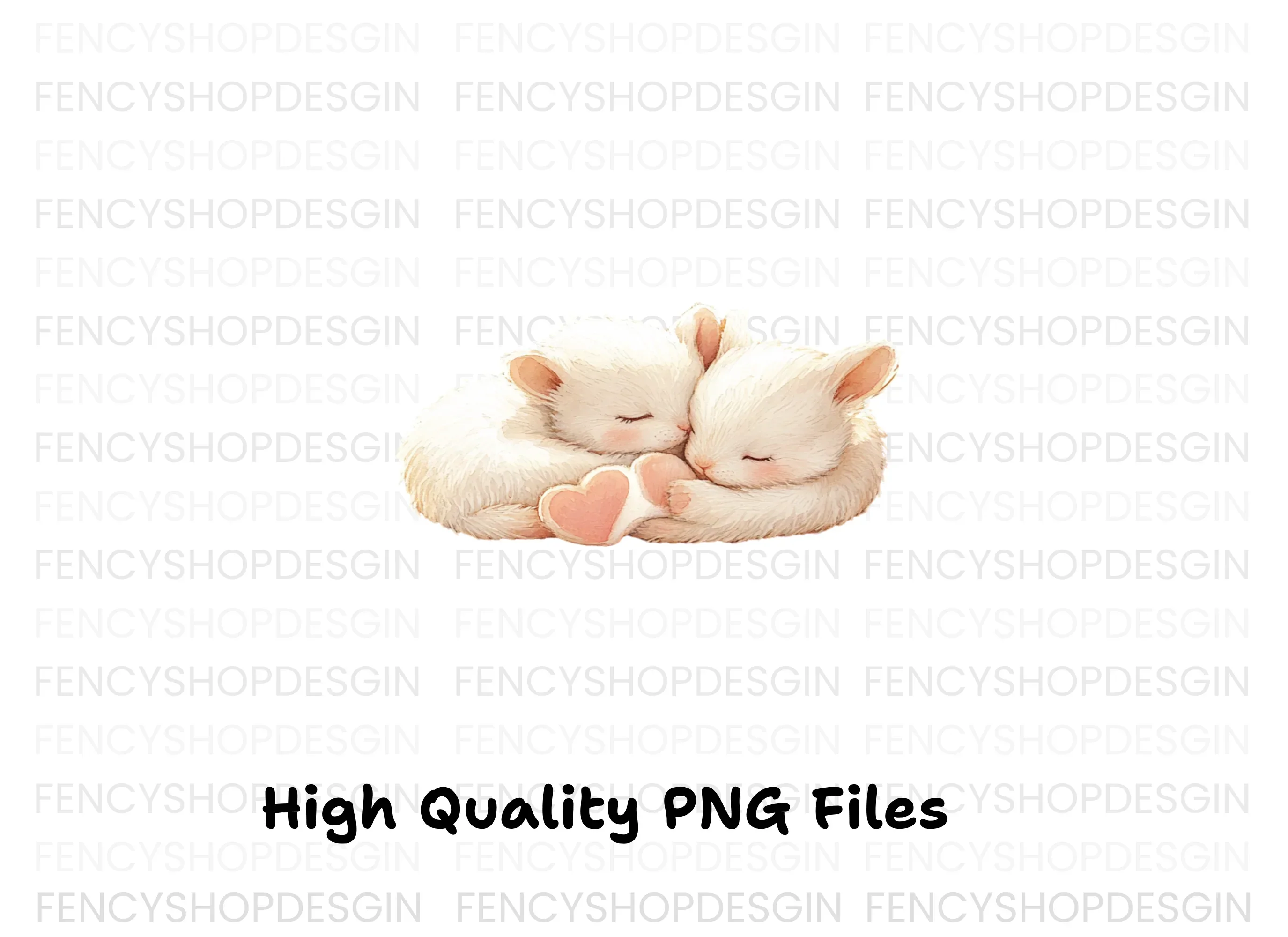 Cute Sleeping White Kittens Clipart Bundle - Image 2