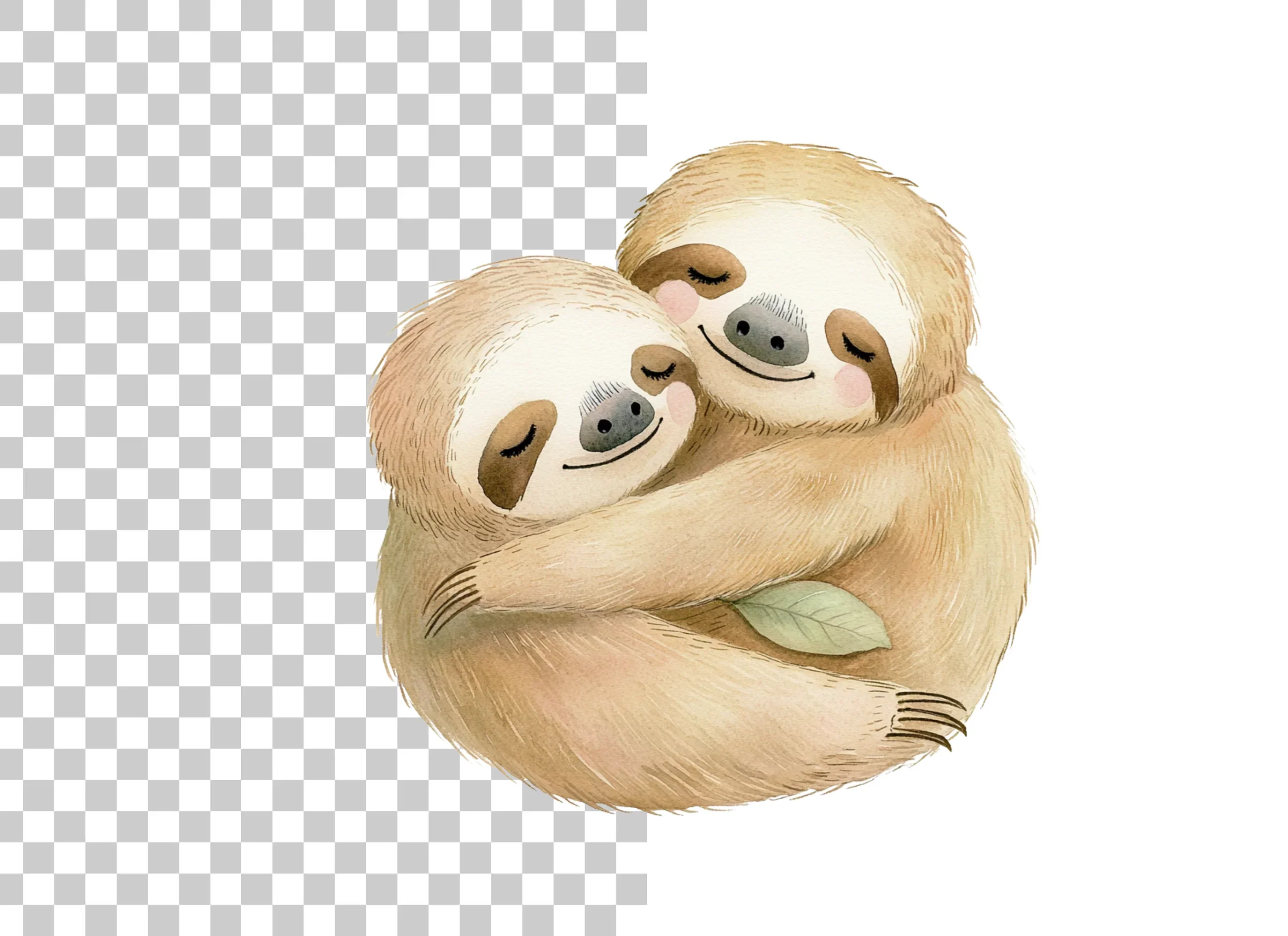 Cute Sloth Couple Hugging Clipart Bundle - Image 2