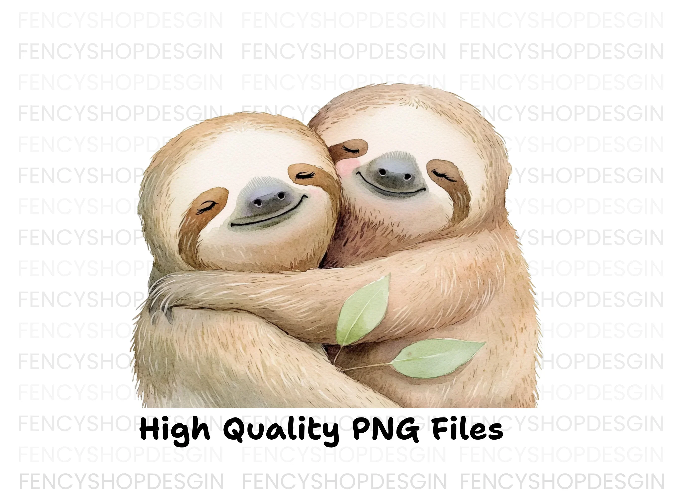 Cute Sloth Couple Hugging Clipart Bundle - Image 3