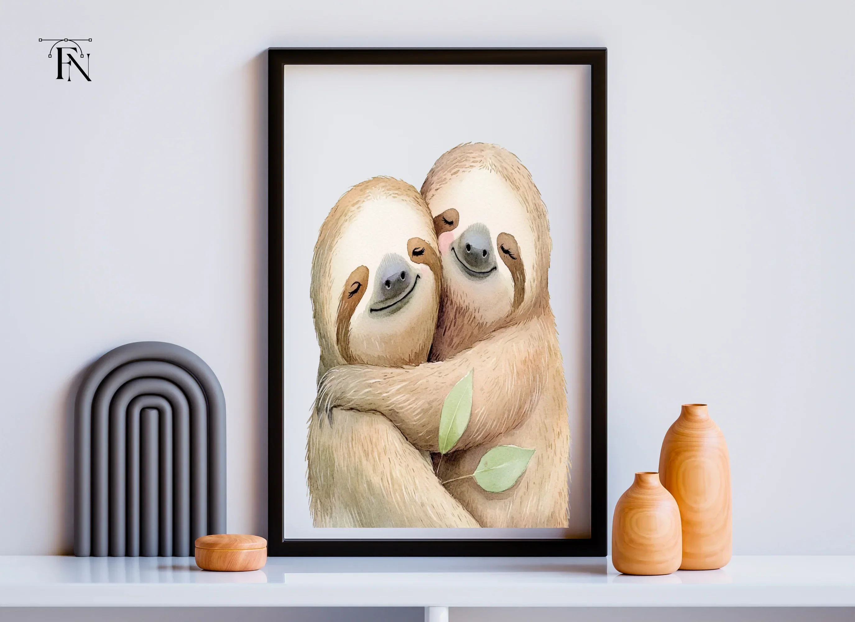 Cute Sloth Couple Hugging Clipart Bundle - Image 6