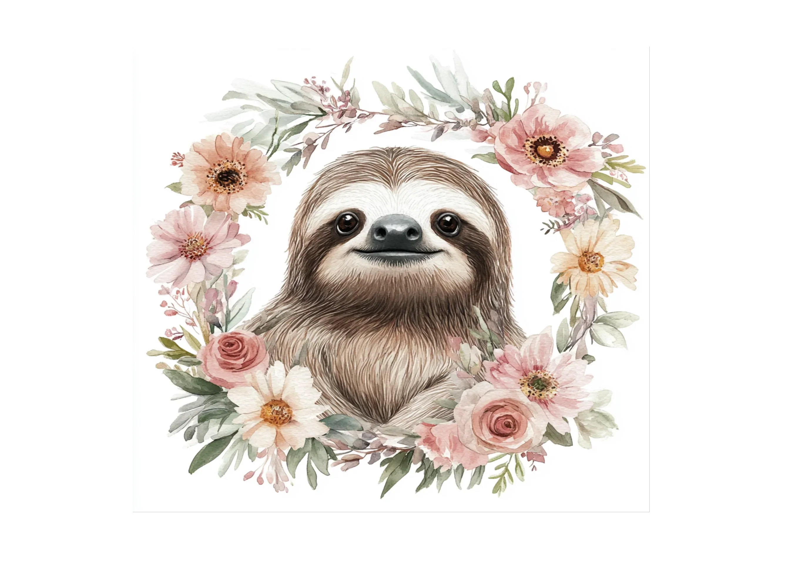 Cute Sloth Floral Wreath Clipart Bundle - Image 2
