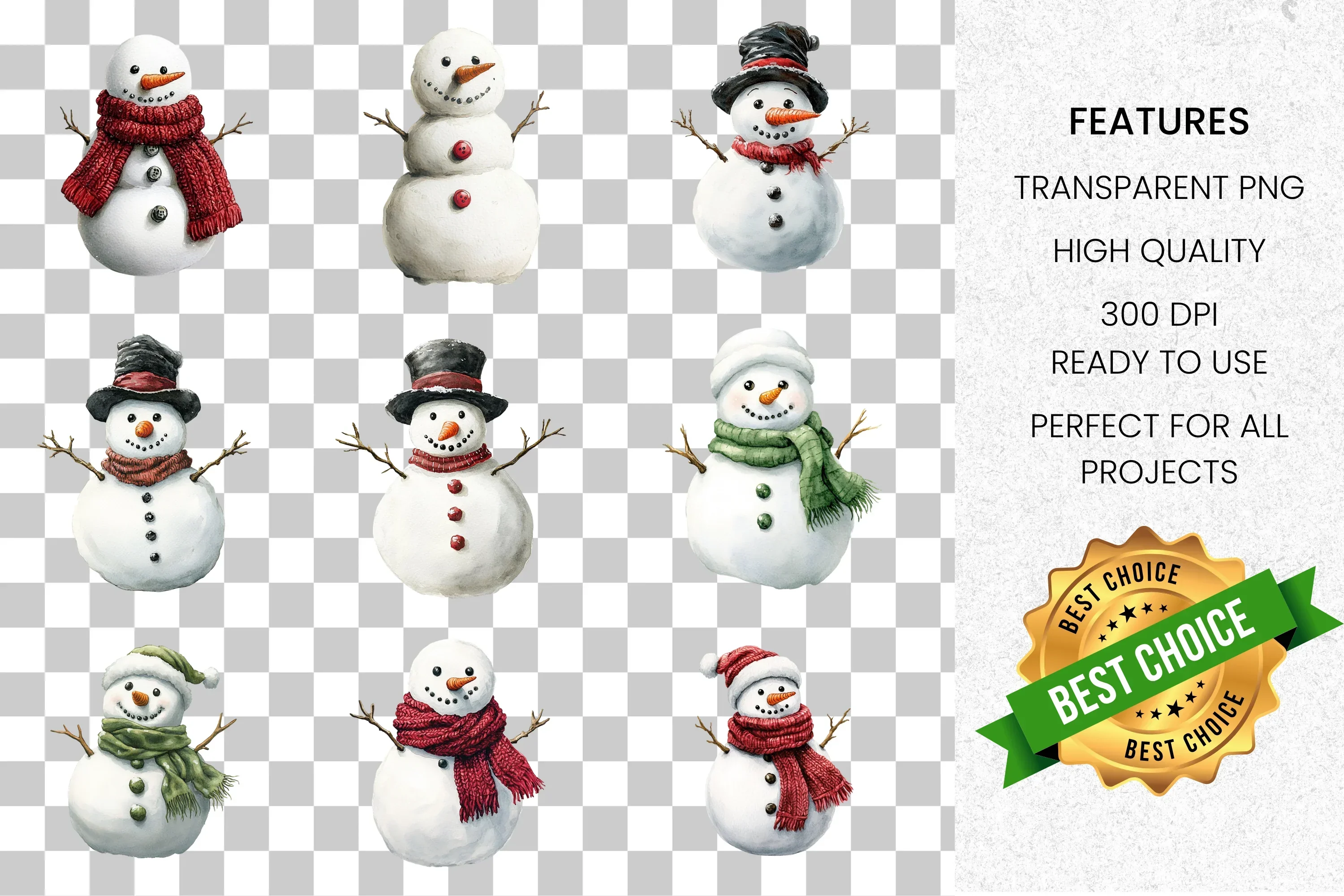 Cute Snowman Christmas Winter Clipart Bundle - Image 2