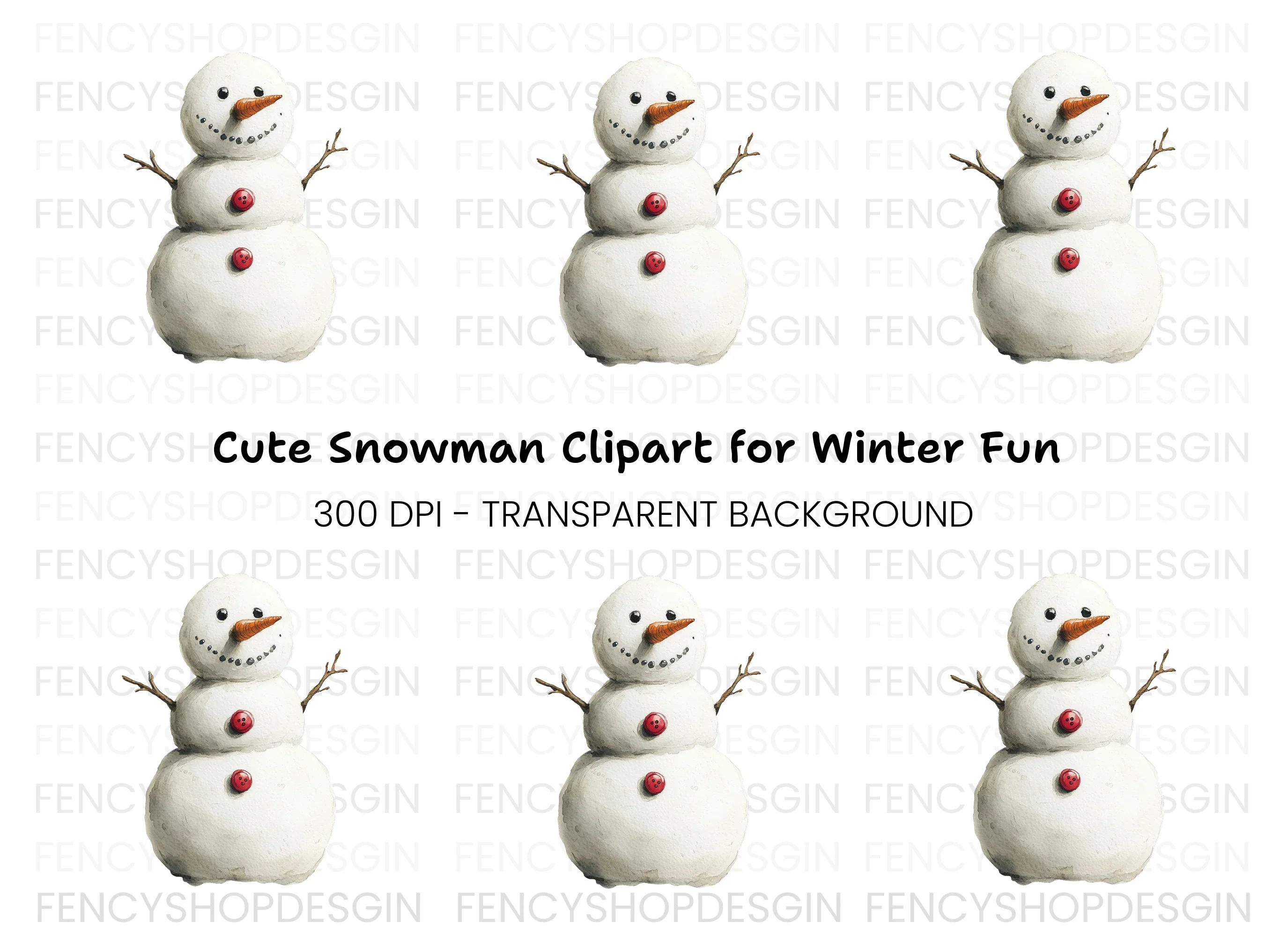 Cute Snowman Clipart Bundle