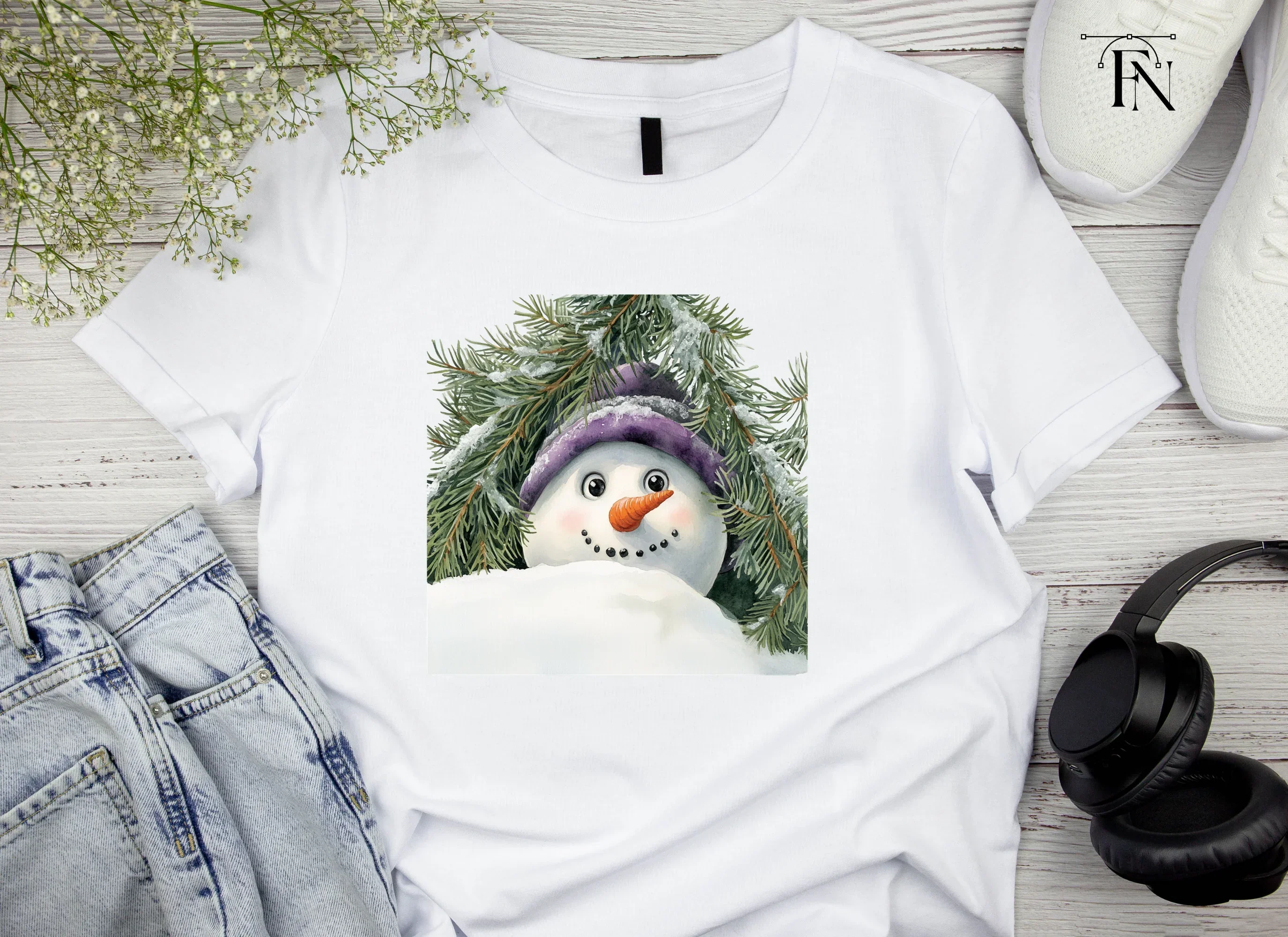 Cute Snowman Peeking Winter Clipart Bundle - Image 3