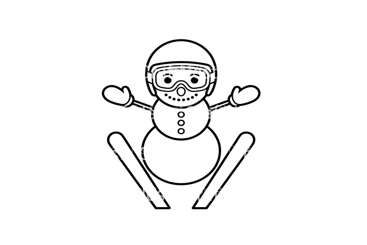 Cute Snowman Skiing Coloring Books - Image 4