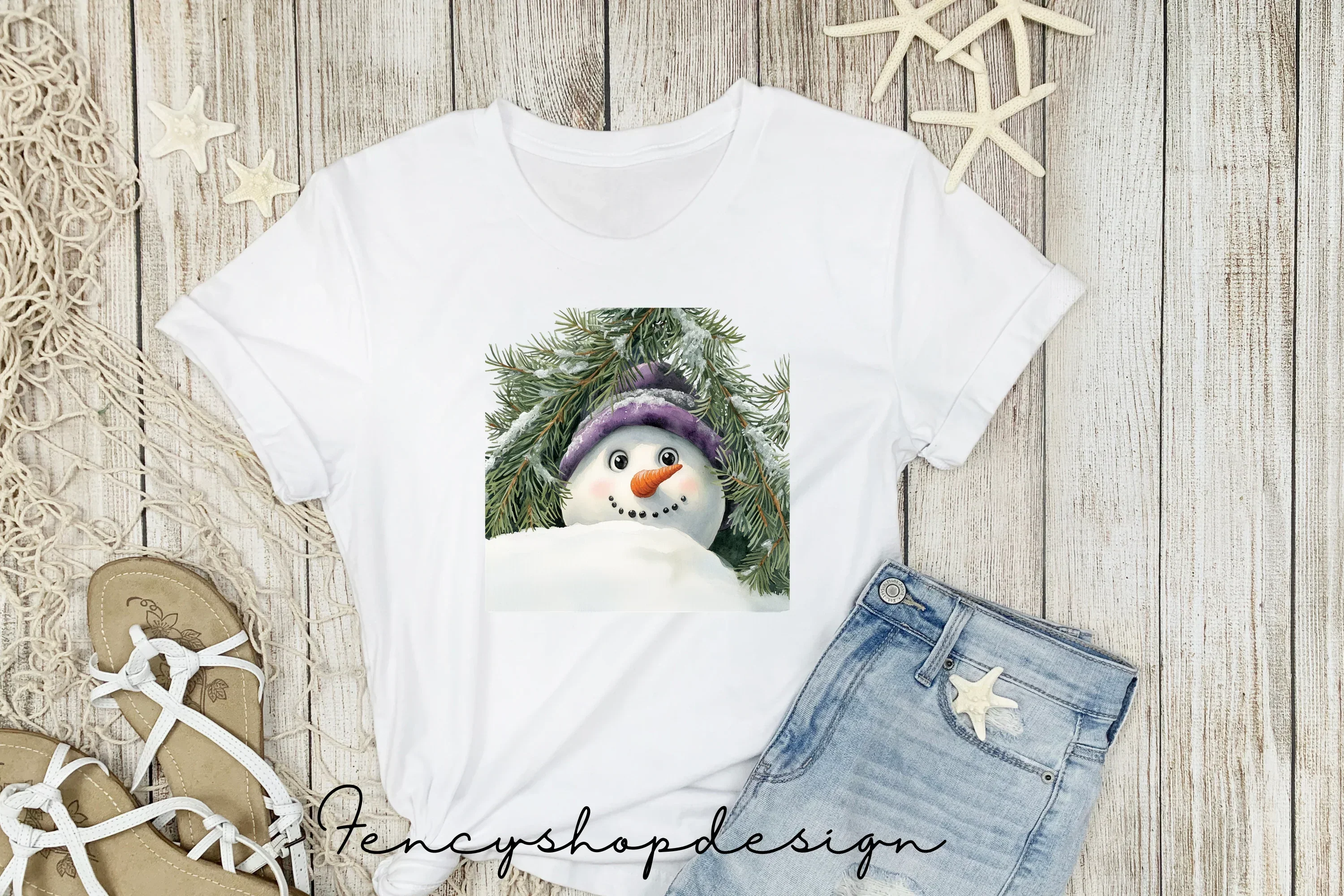 Cute Snowman with Purple Hat Clipart Bundle - Image 4