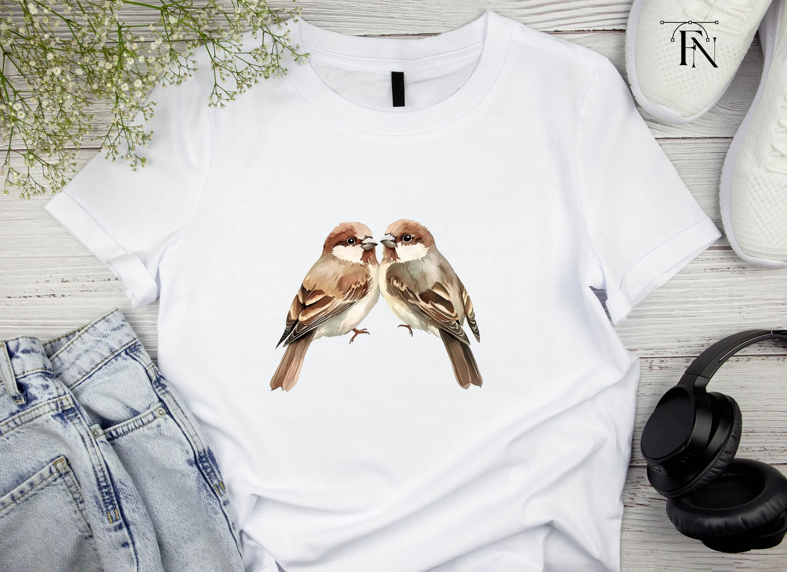 Cute Sparrow Pairs Clipart Bundle - Image 4