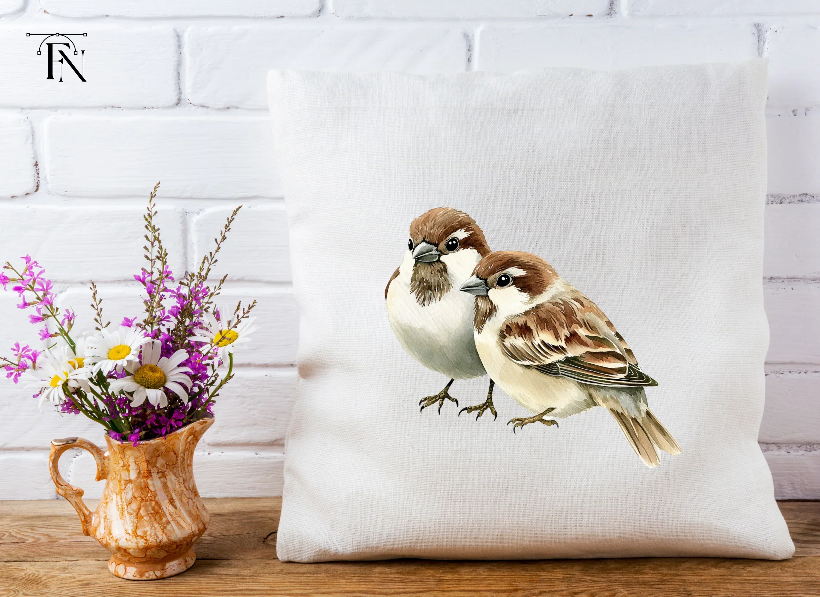 Cute Sparrow Pairs Clipart Bundle - Image 5