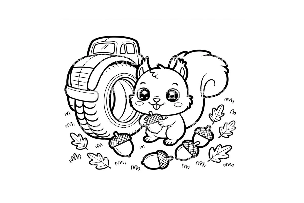 Cute Squirrel and Truck Coloring Books - Image 4