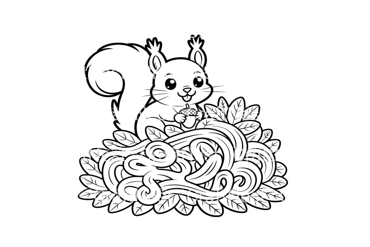 Cute Squirrels Autumn Coloring Books - Image 4