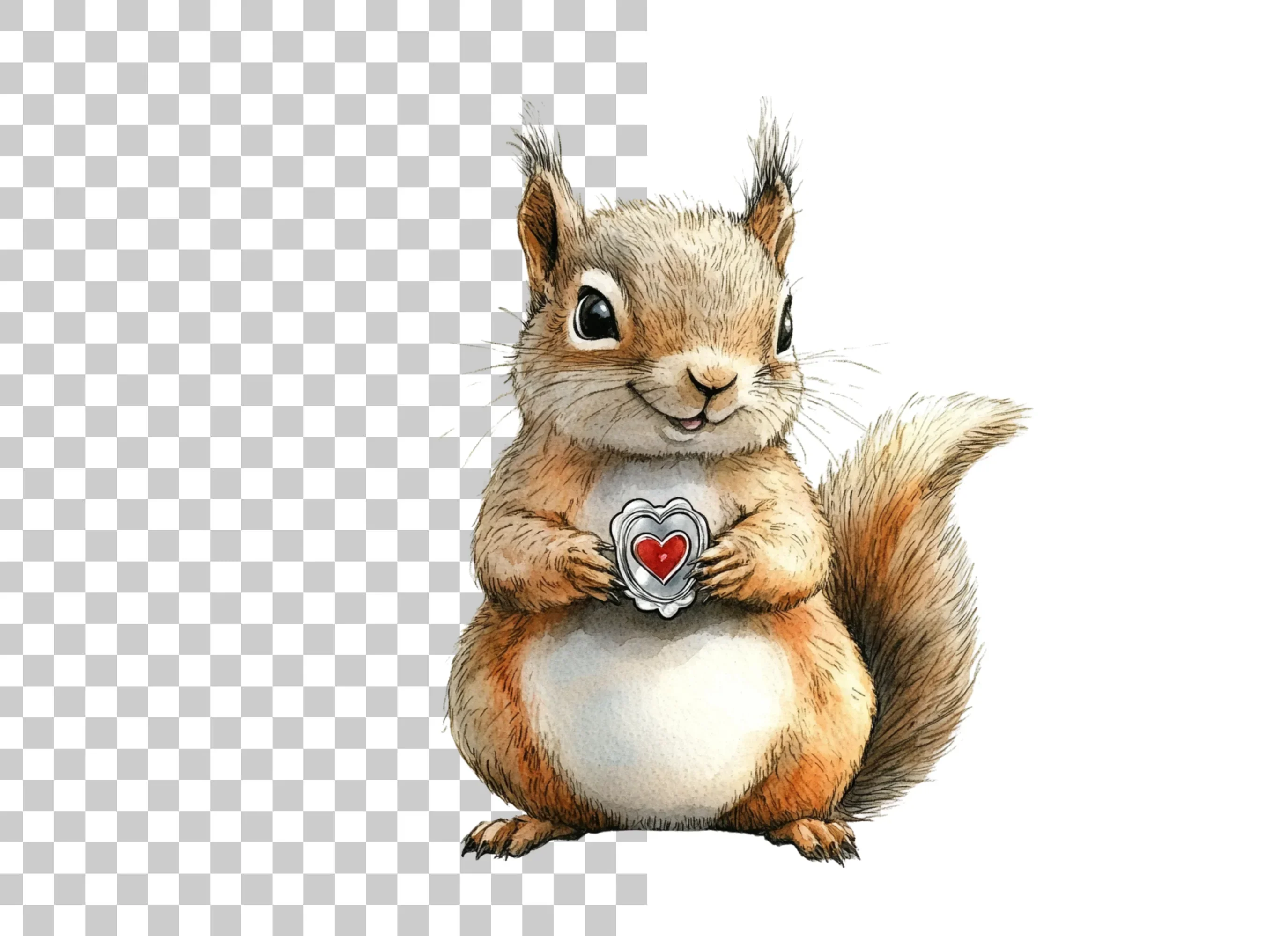 Cute Squirrels with Hearts Clipart Bundle - Image 3