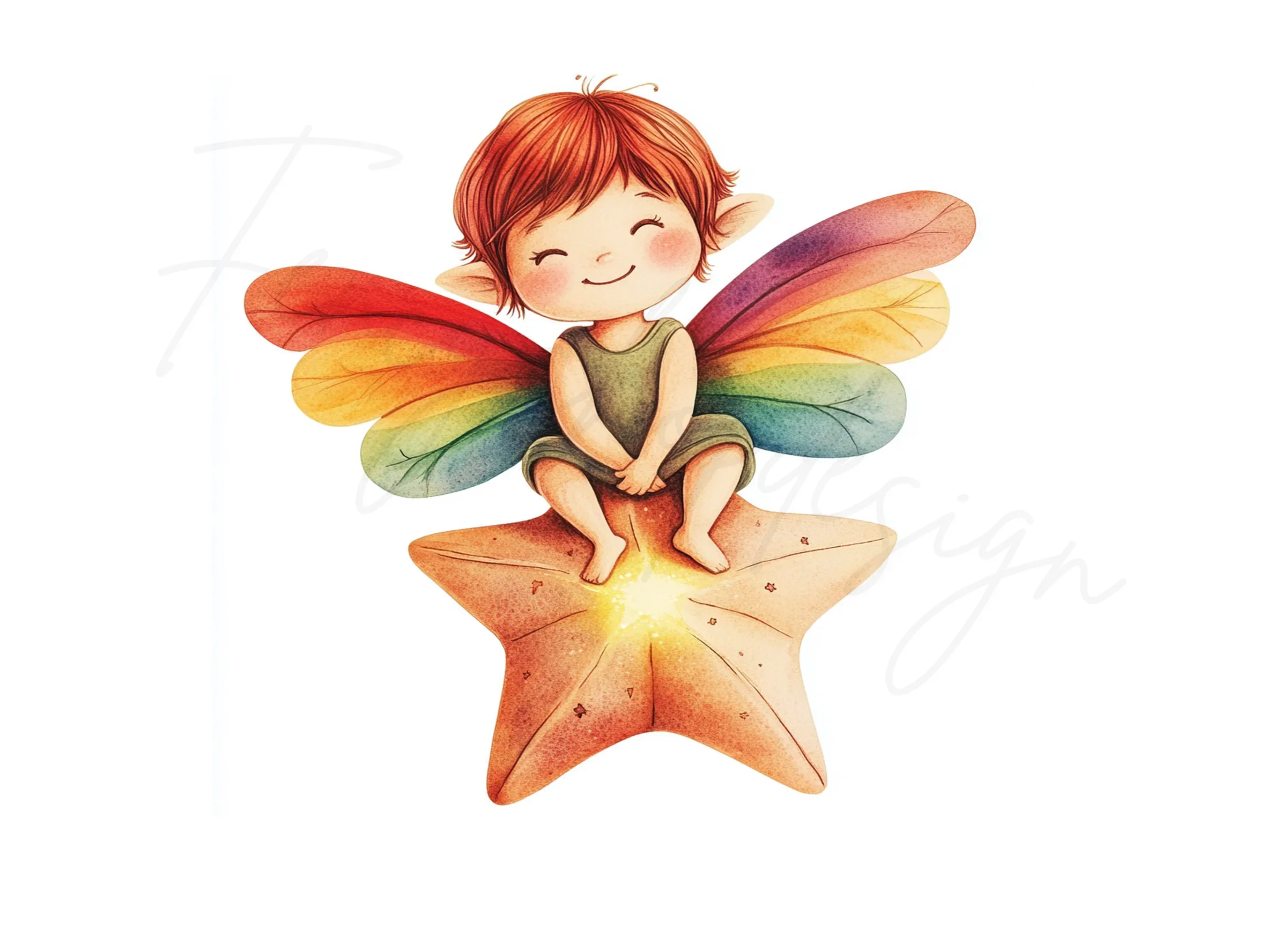 Cute Star Sitting Fairies Clipart Bundle - Image 2