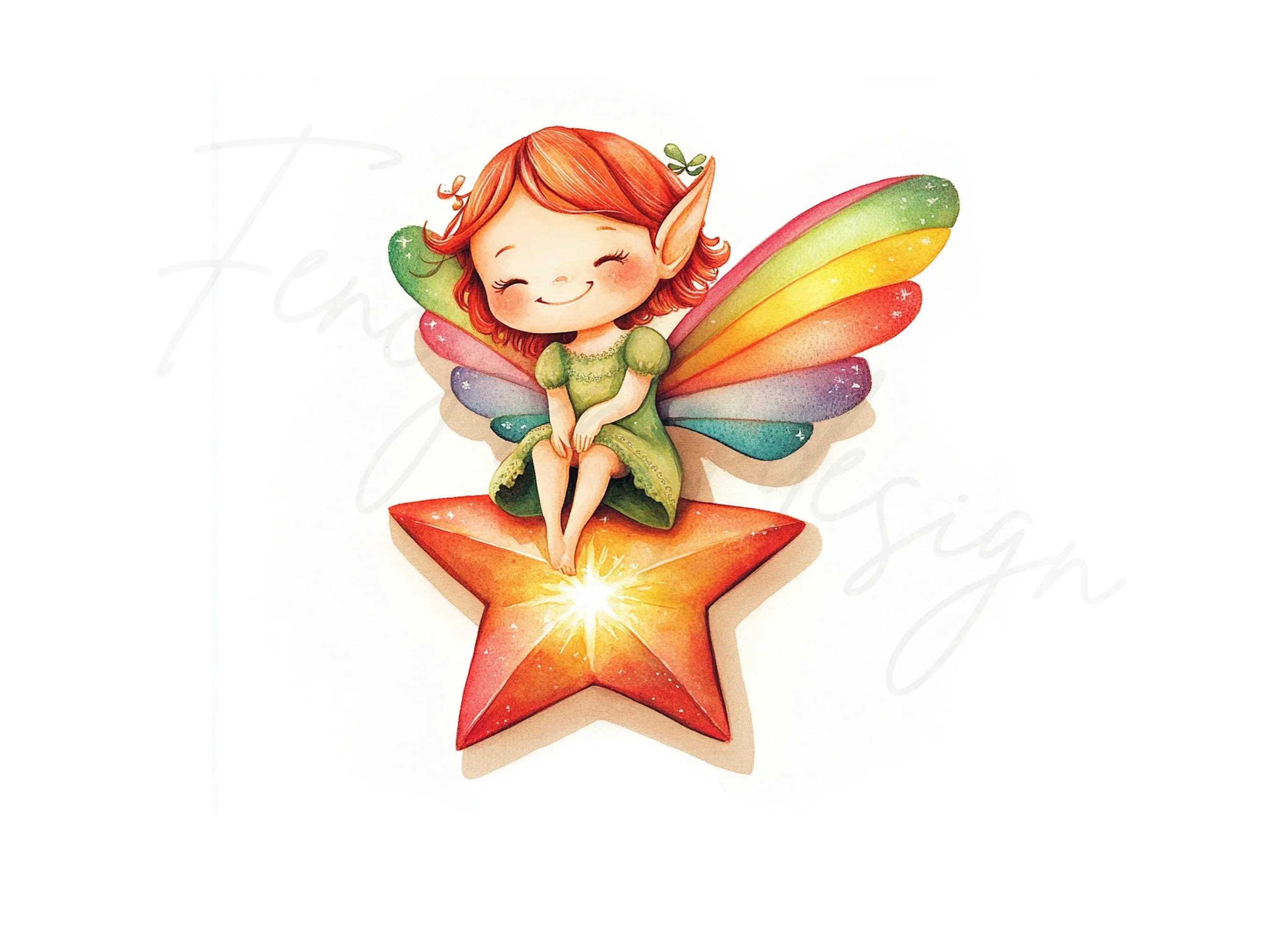 Cute Star Sitting Fairies Clipart Bundle - Image 3