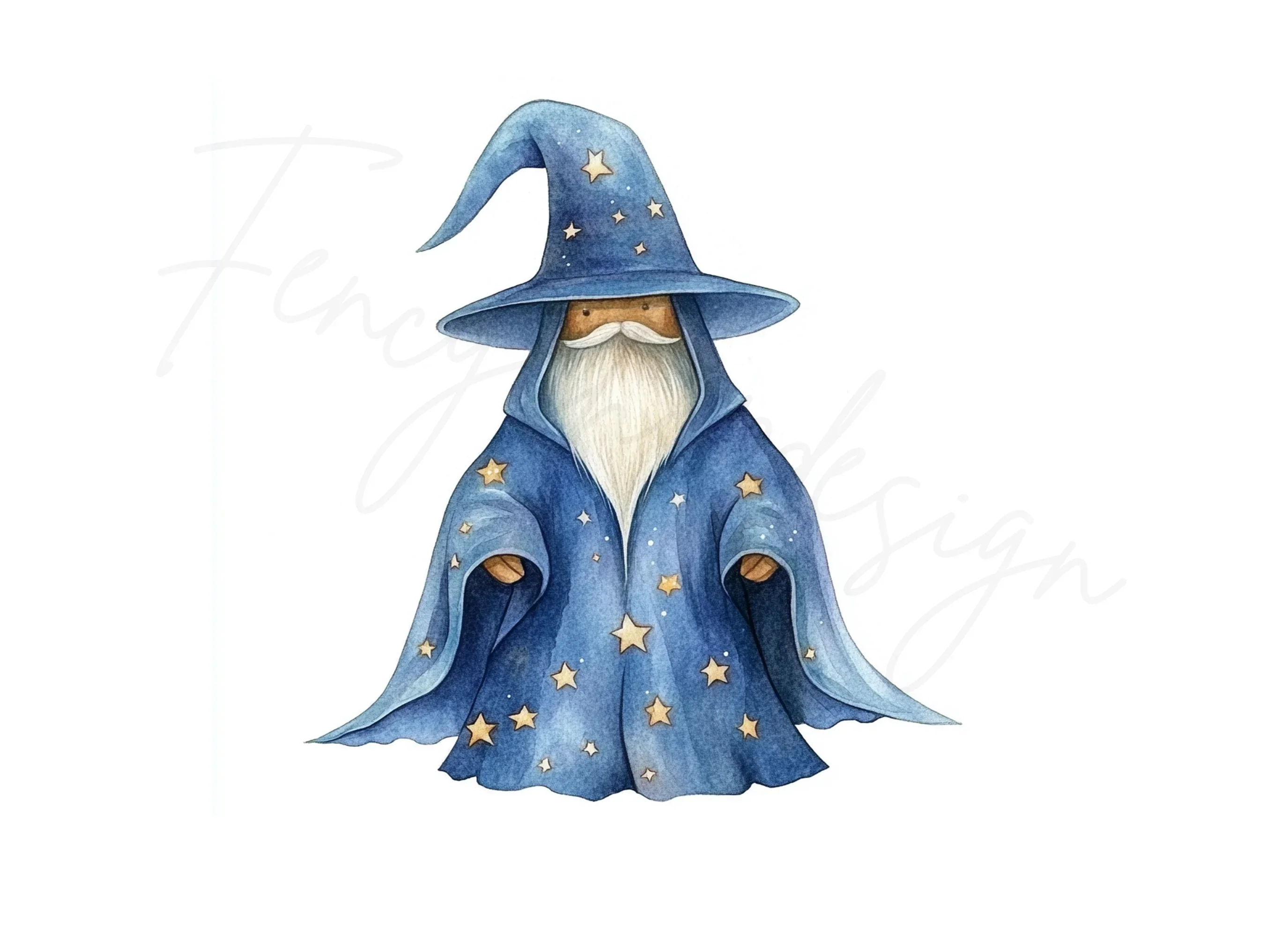 Cute Starry Blue Wizard Clipart Bundle - Image 2