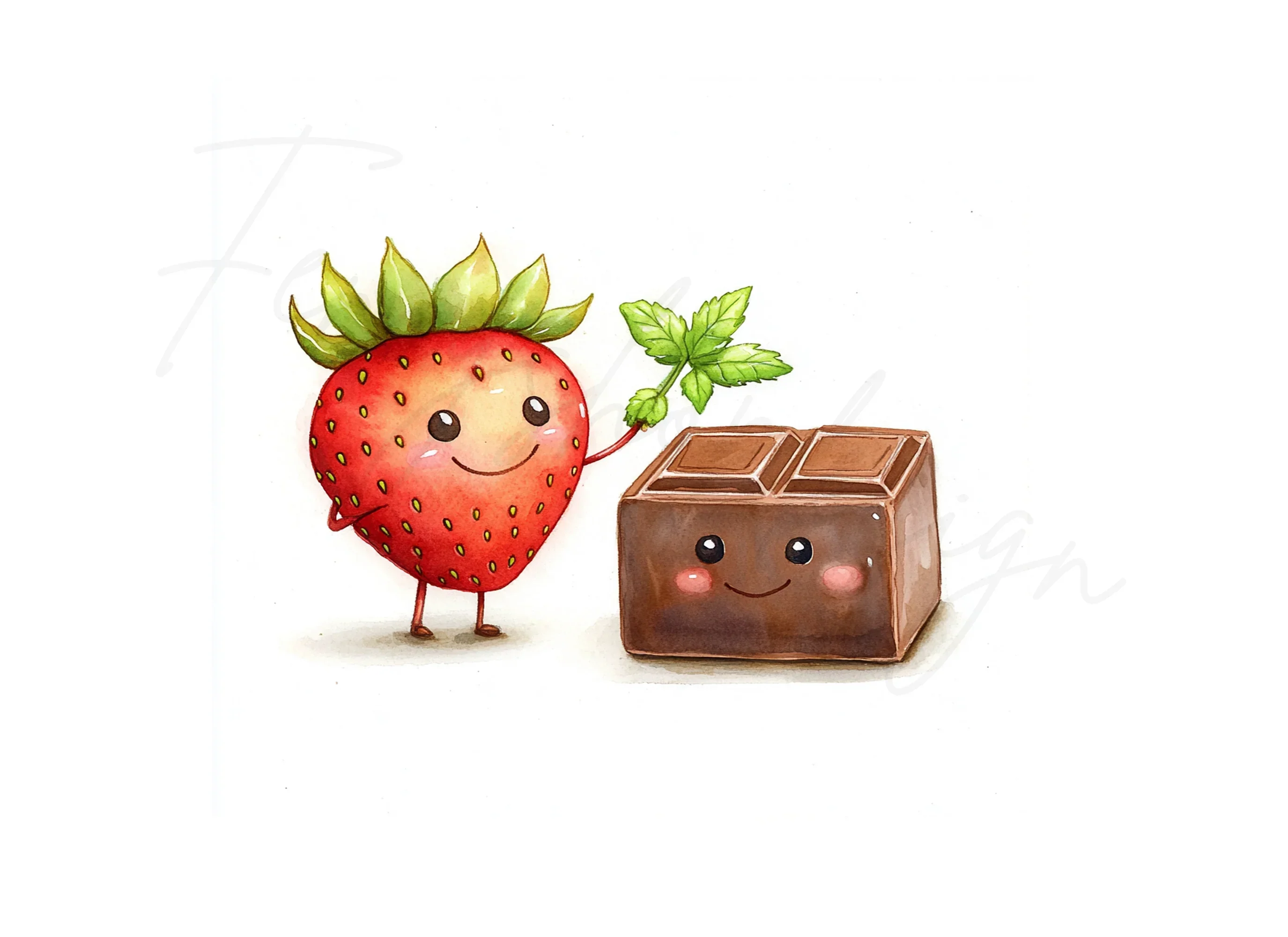 Cute Strawberry and Chocolate Friends Clipart Bundle - Image 3
