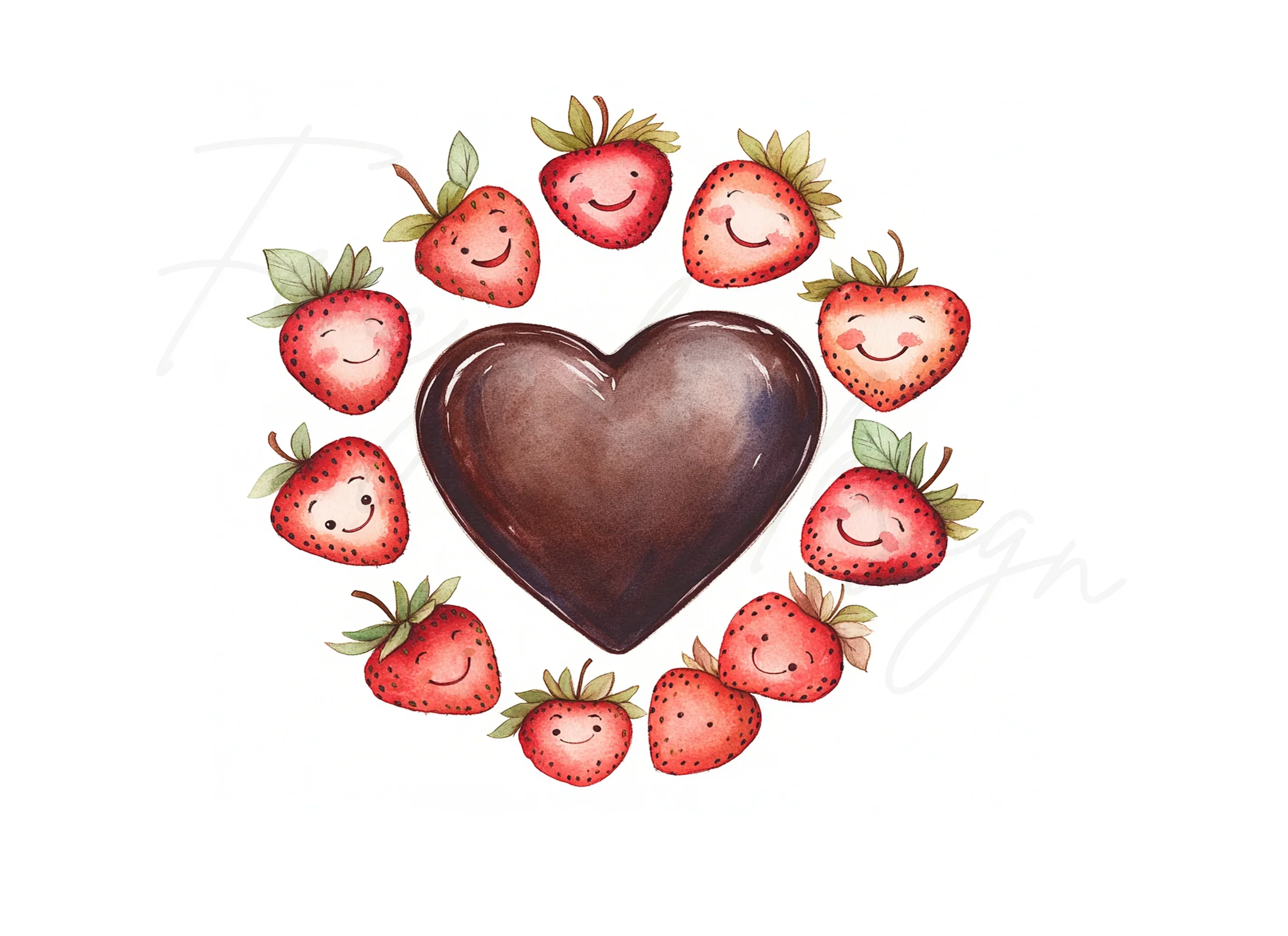 Cute Strawberry Chocolate Heart Clipart Bundle - Image 3