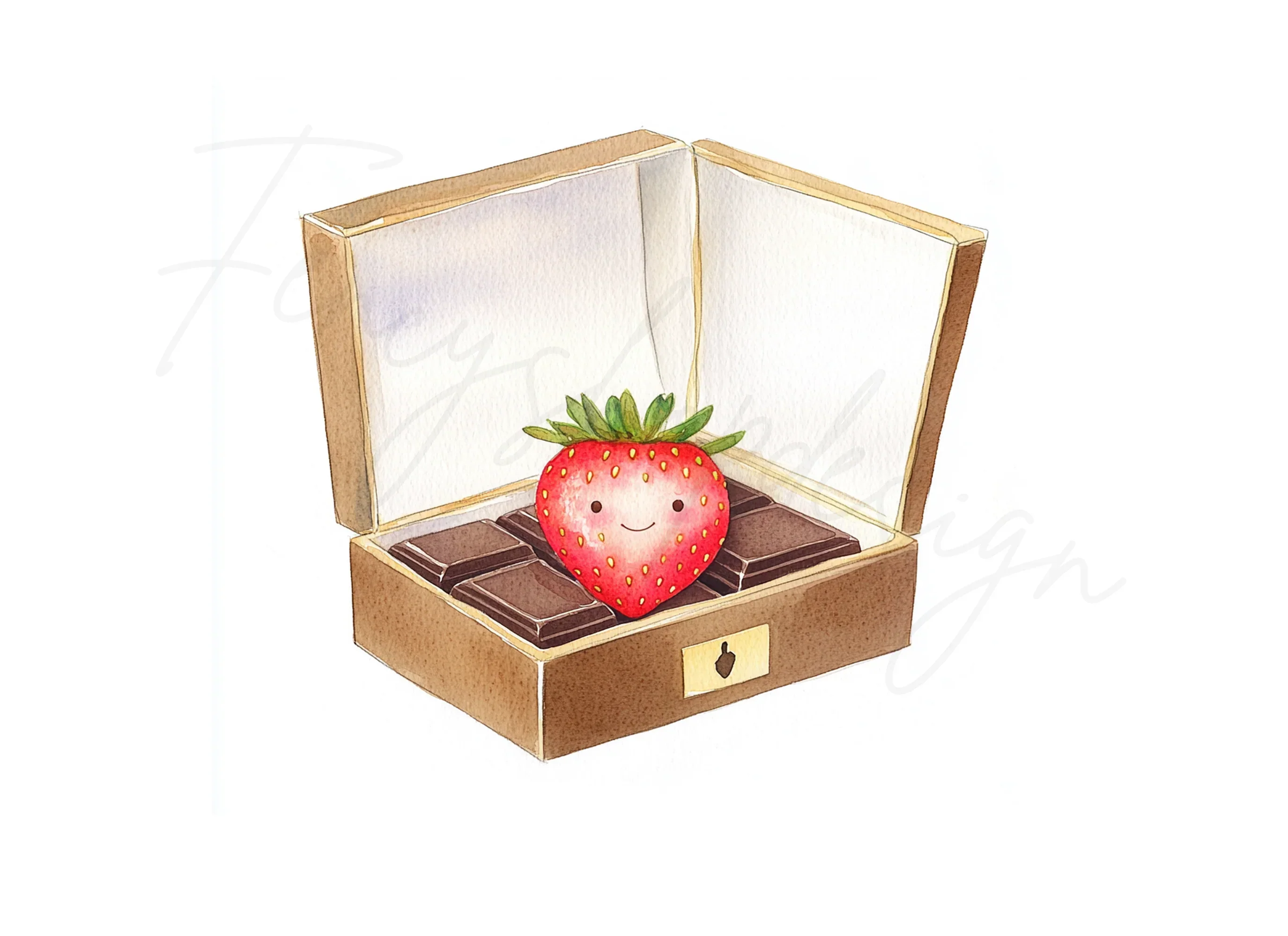 Cute Strawberry in Chocolate Box Clipart Bundle - Image 2