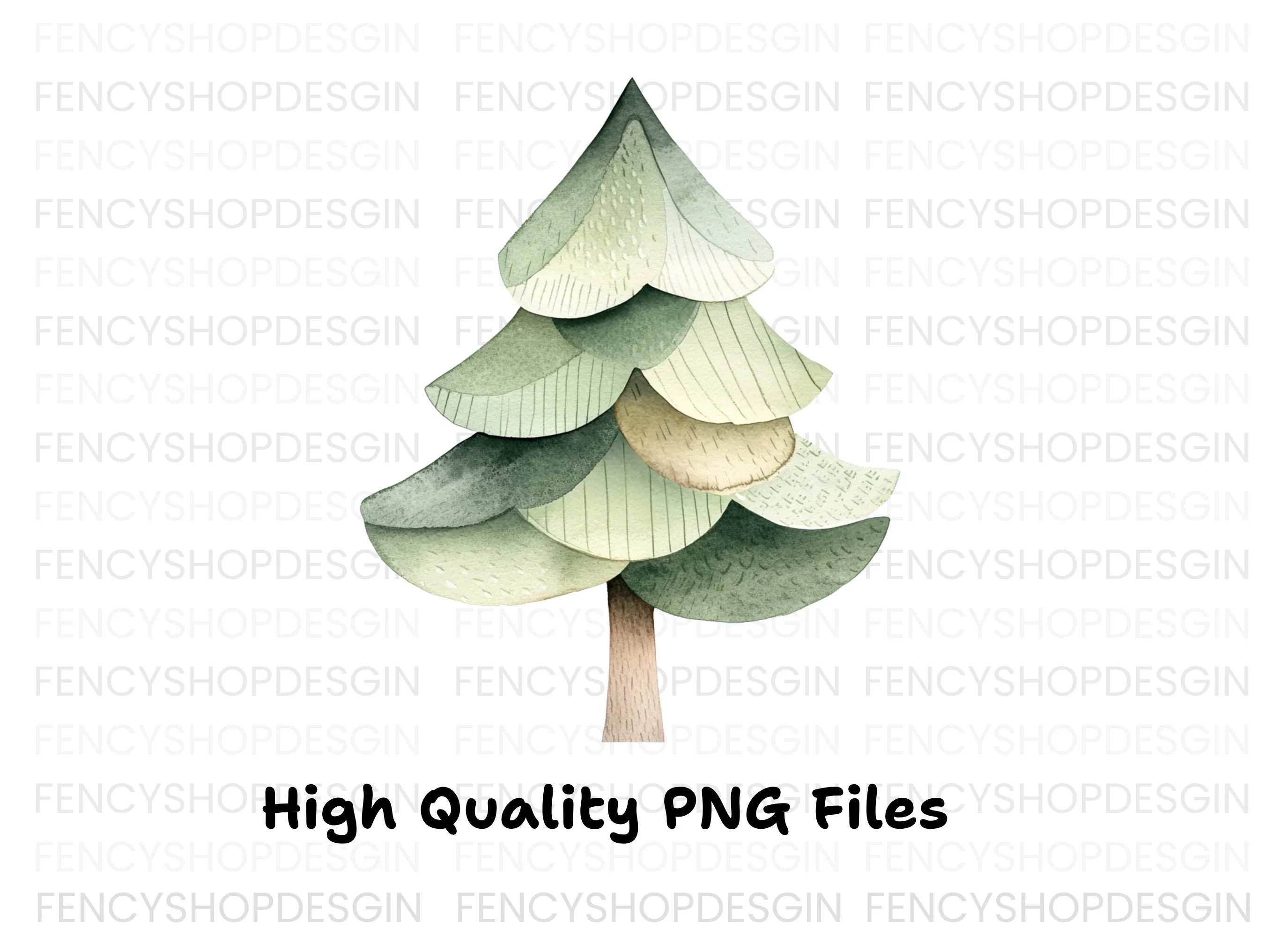 Cute Stylized Pine Tree Clipart Bundle - Image 2