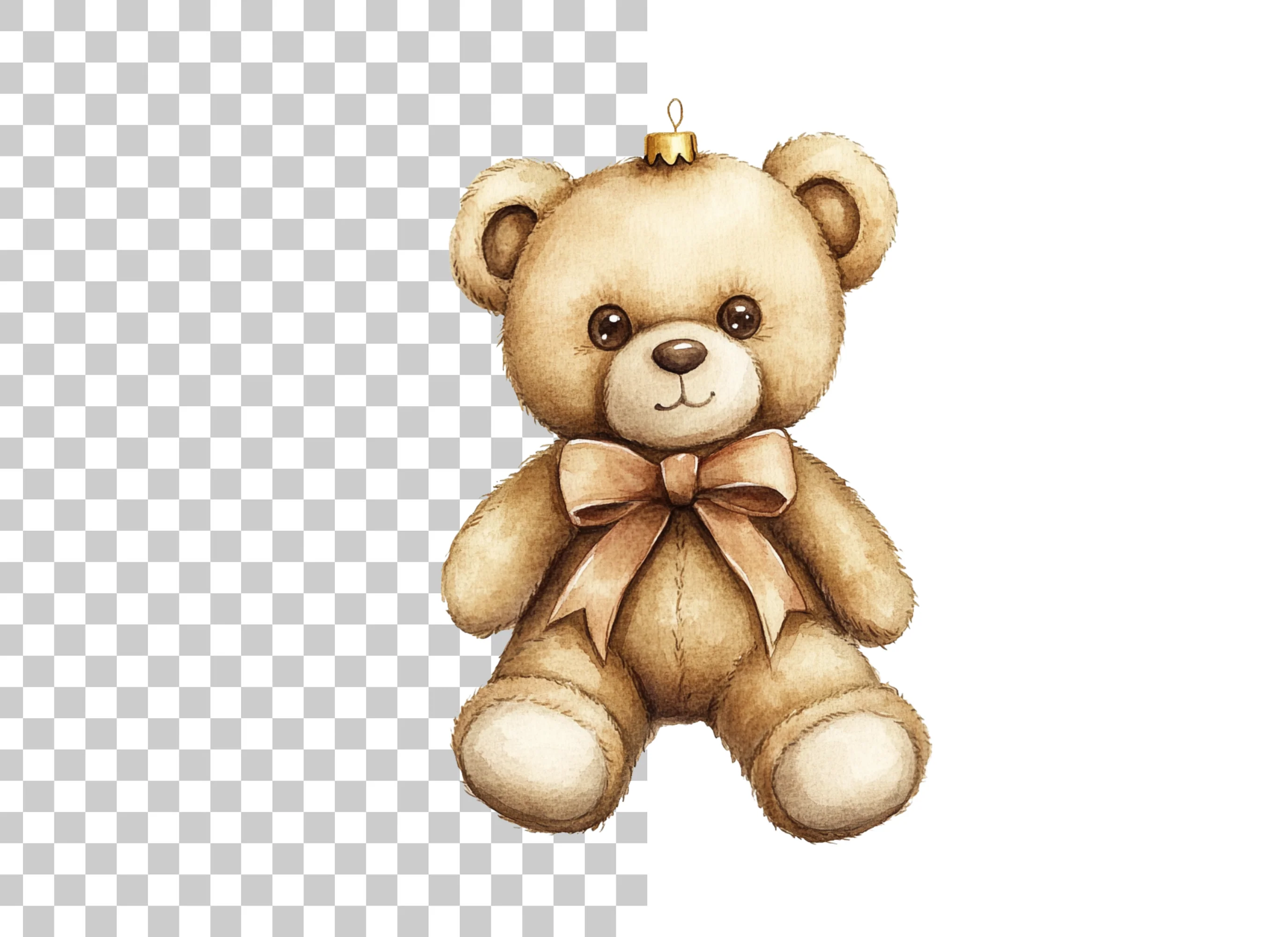 Cute Teddy Bear Christmas Ornament Clipart Bundle - Image 2