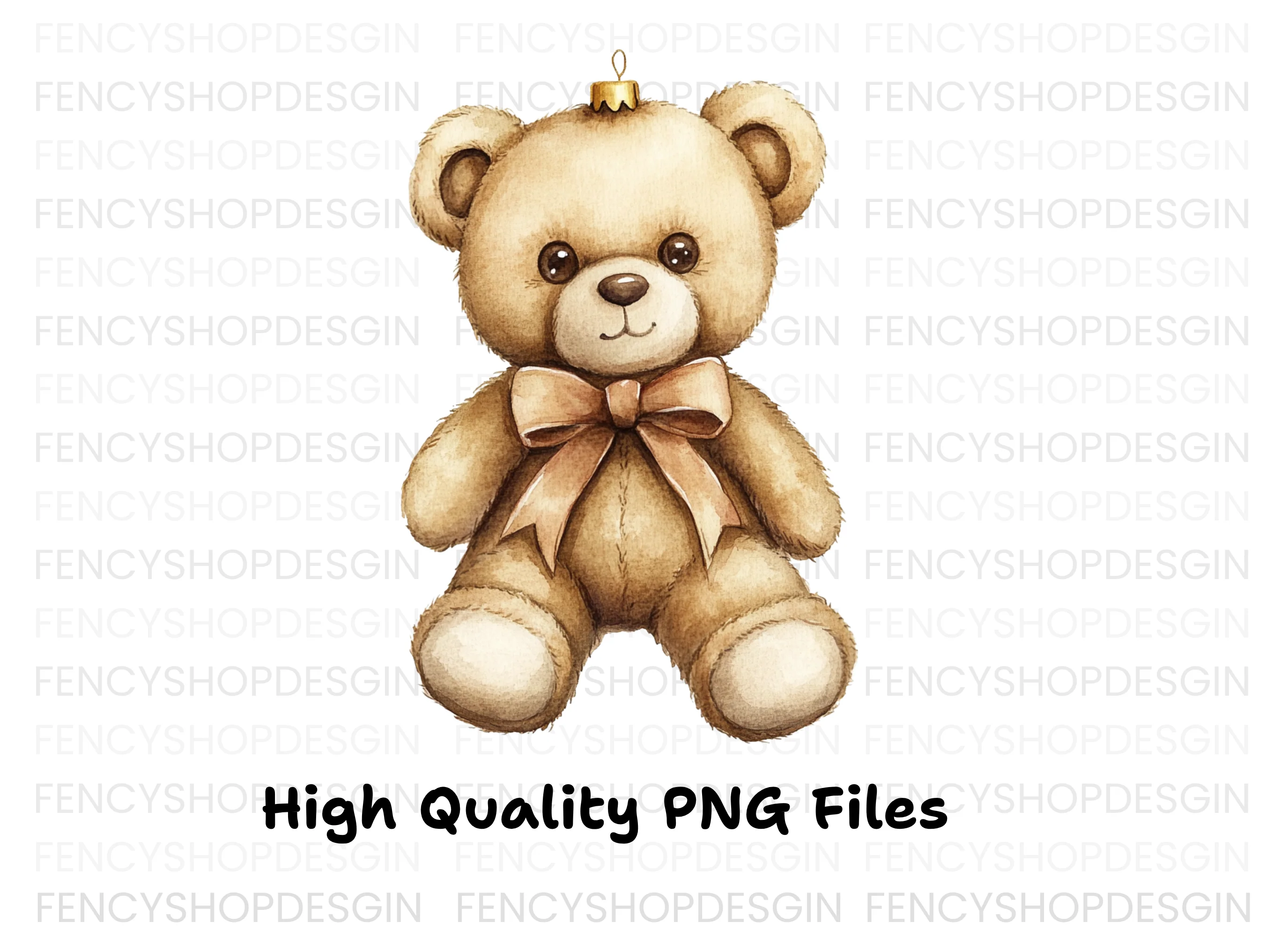 Cute Teddy Bear Christmas Ornament Clipart Bundle - Image 3