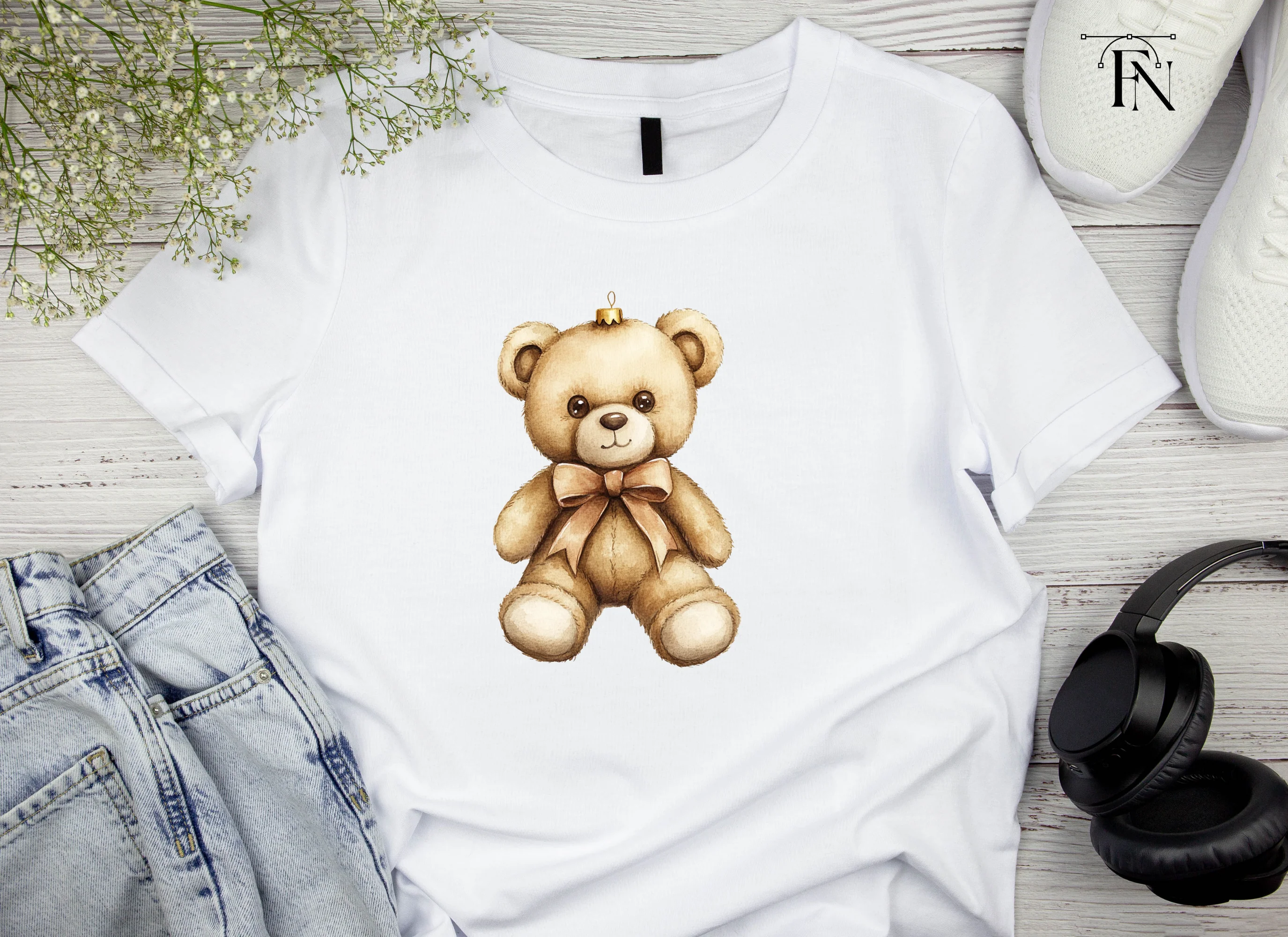 Cute Teddy Bear Christmas Ornament Clipart Bundle - Image 4