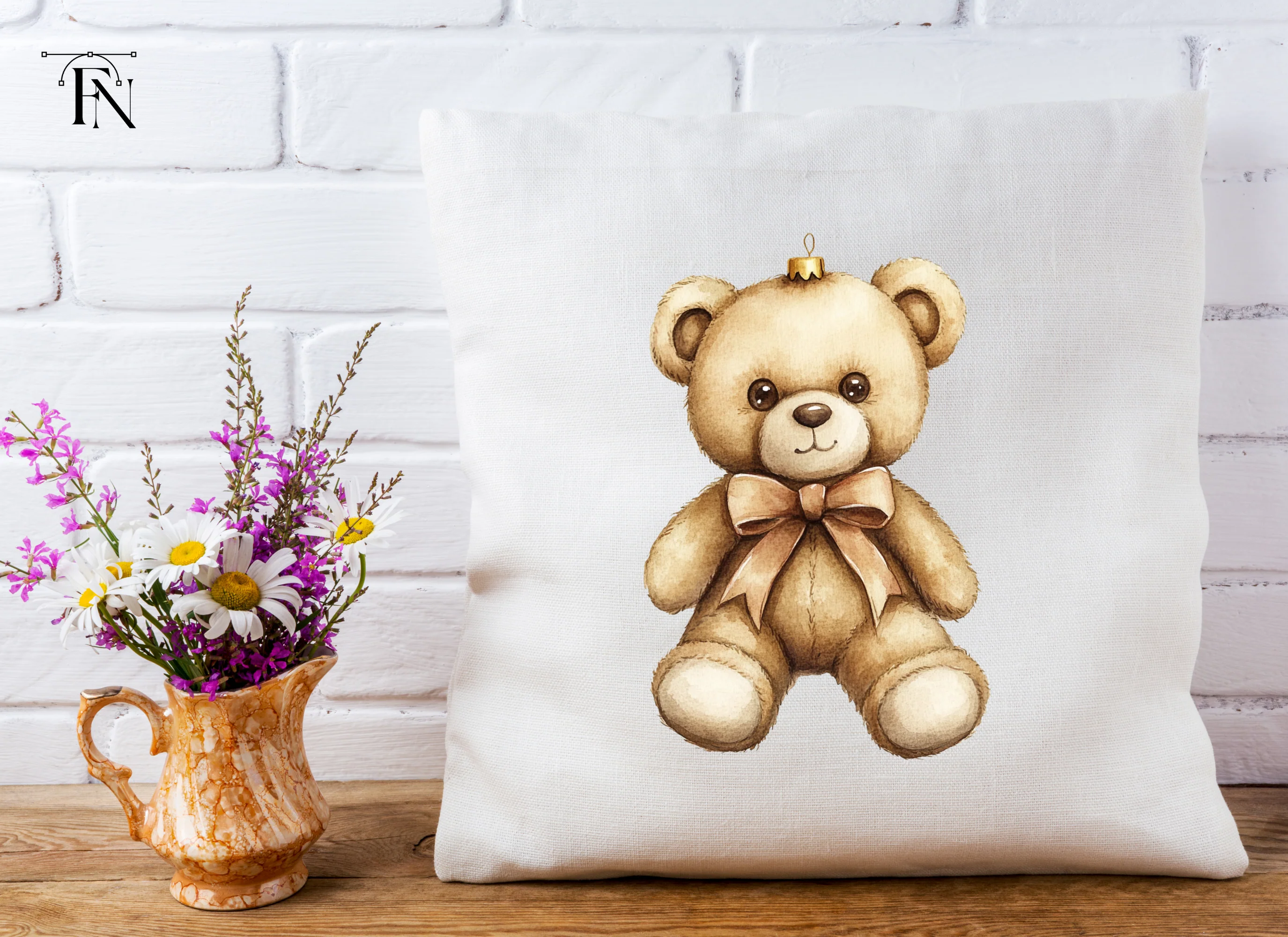 Cute Teddy Bear Christmas Ornament Clipart Bundle - Image 5