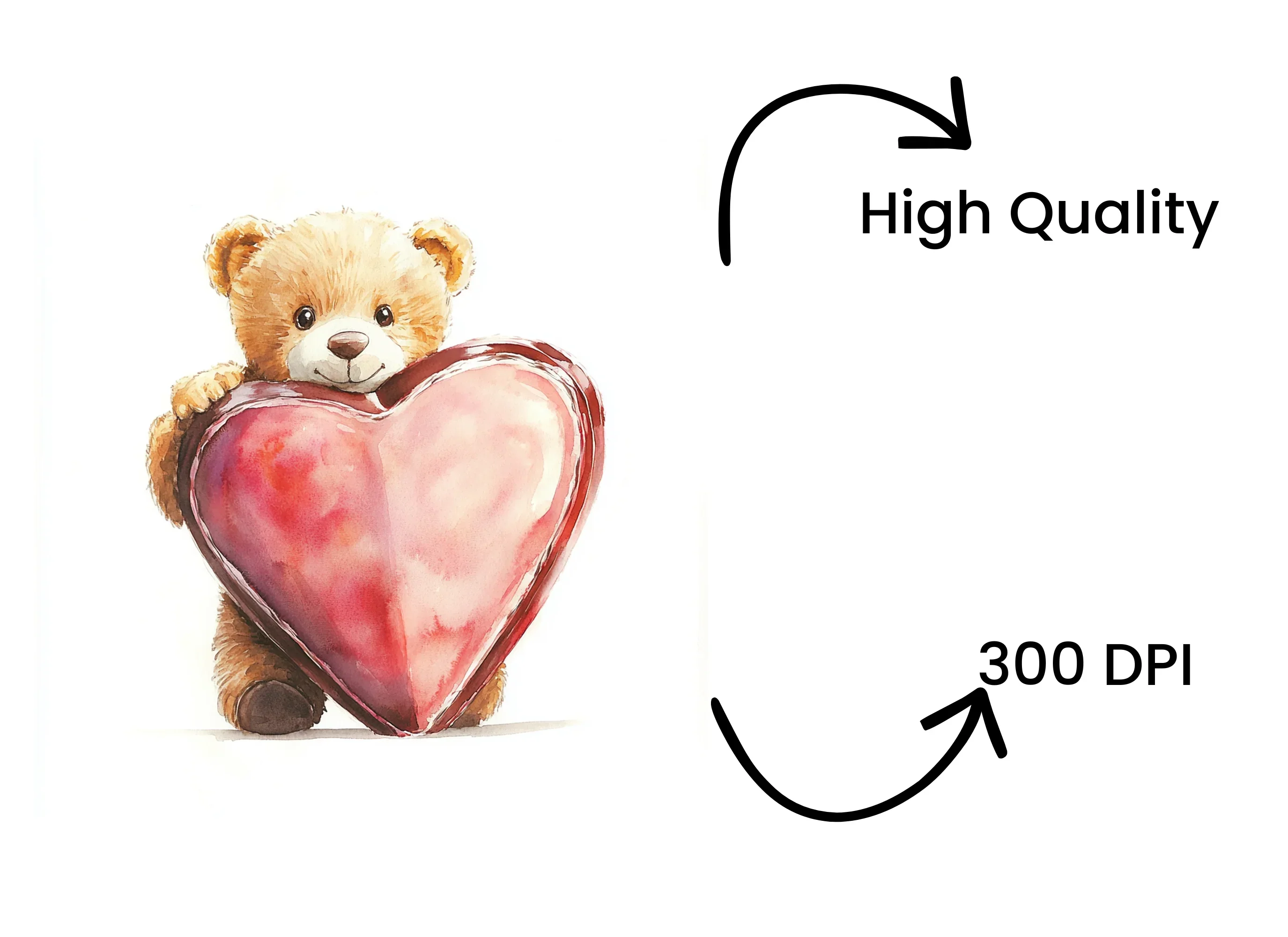 Cute Teddy Bear Holding Heart Clipart Bundle - Image 4