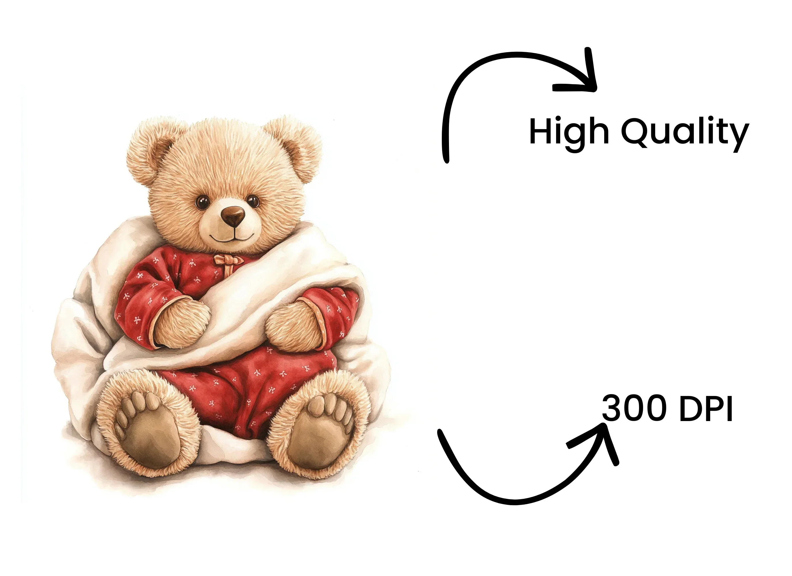 Cute Teddy Bear Pajama Clipart Bundle - Image 4
