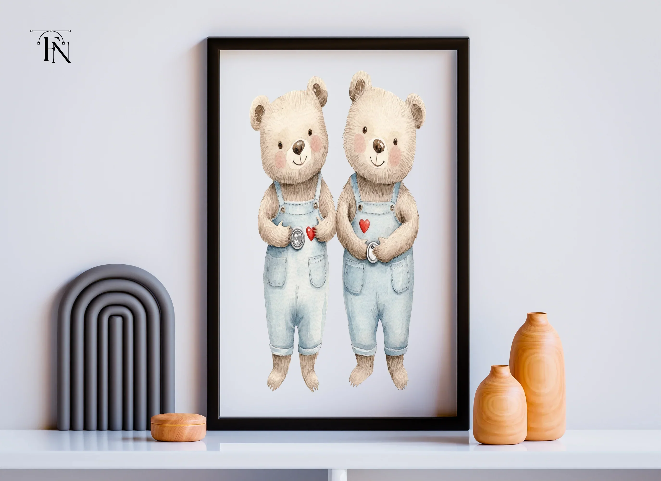 Cute Teddy Bear Twins Clipart Bundle - Image 6