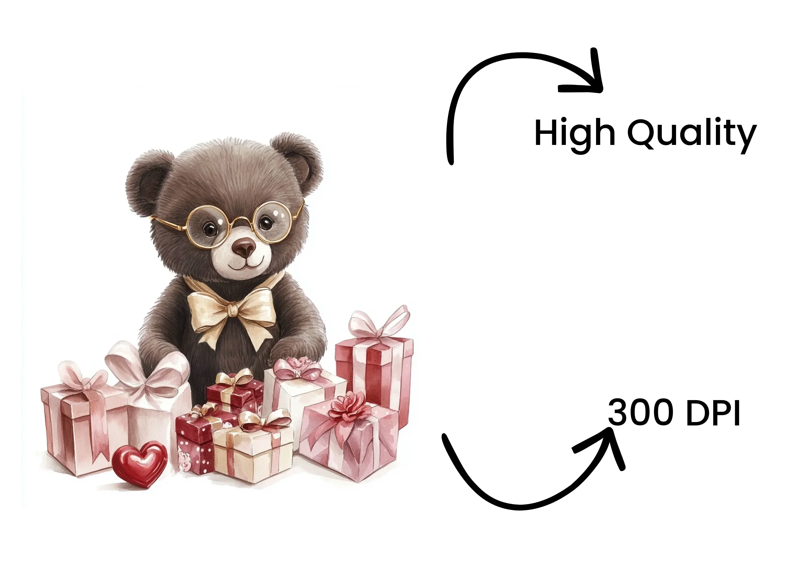 Cute Teddy Bear Valentine Gifts Clipart Bundle - Image 4