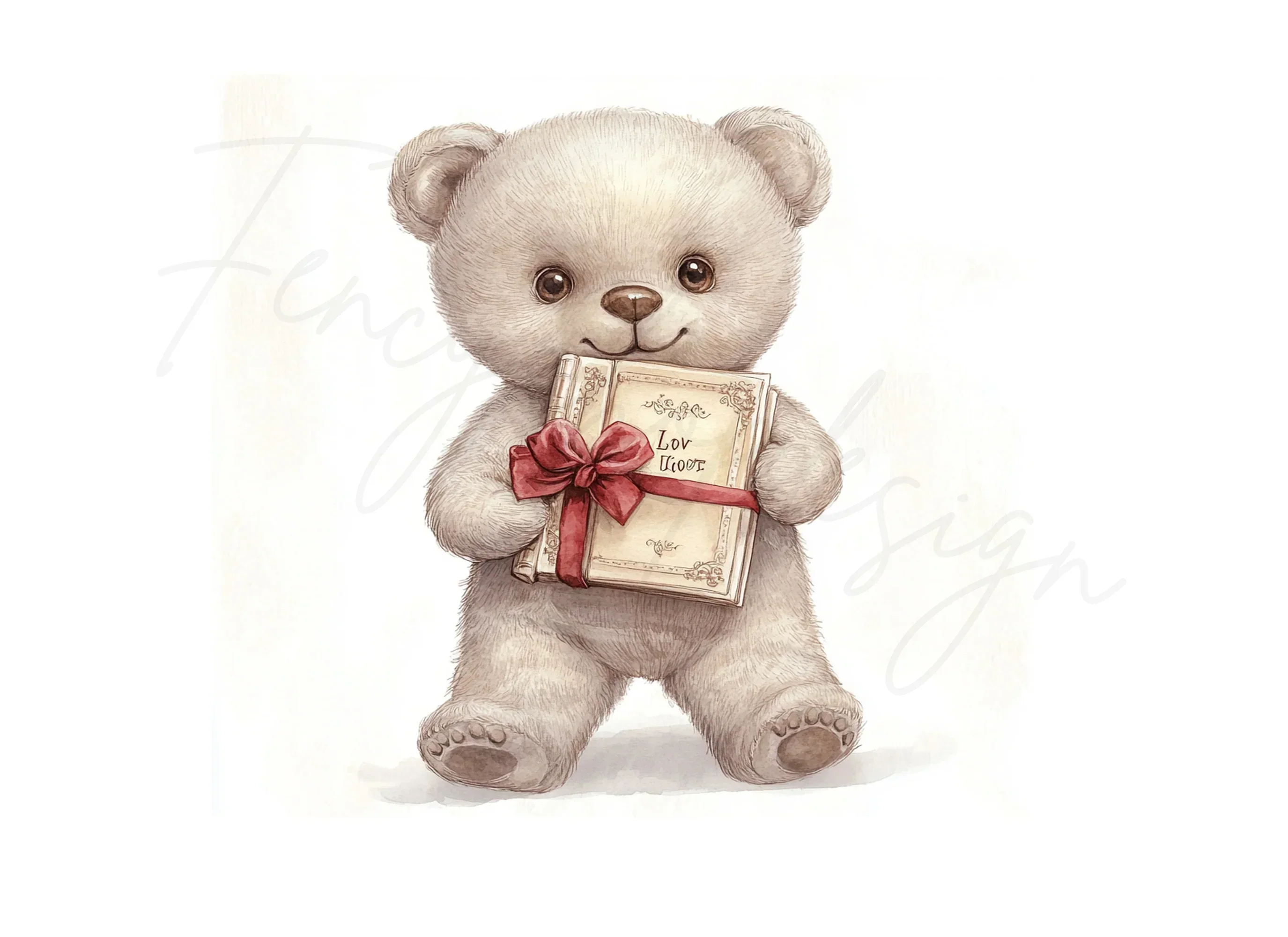 Cute Teddy Bear with Book Clipart Bundle - Image 2