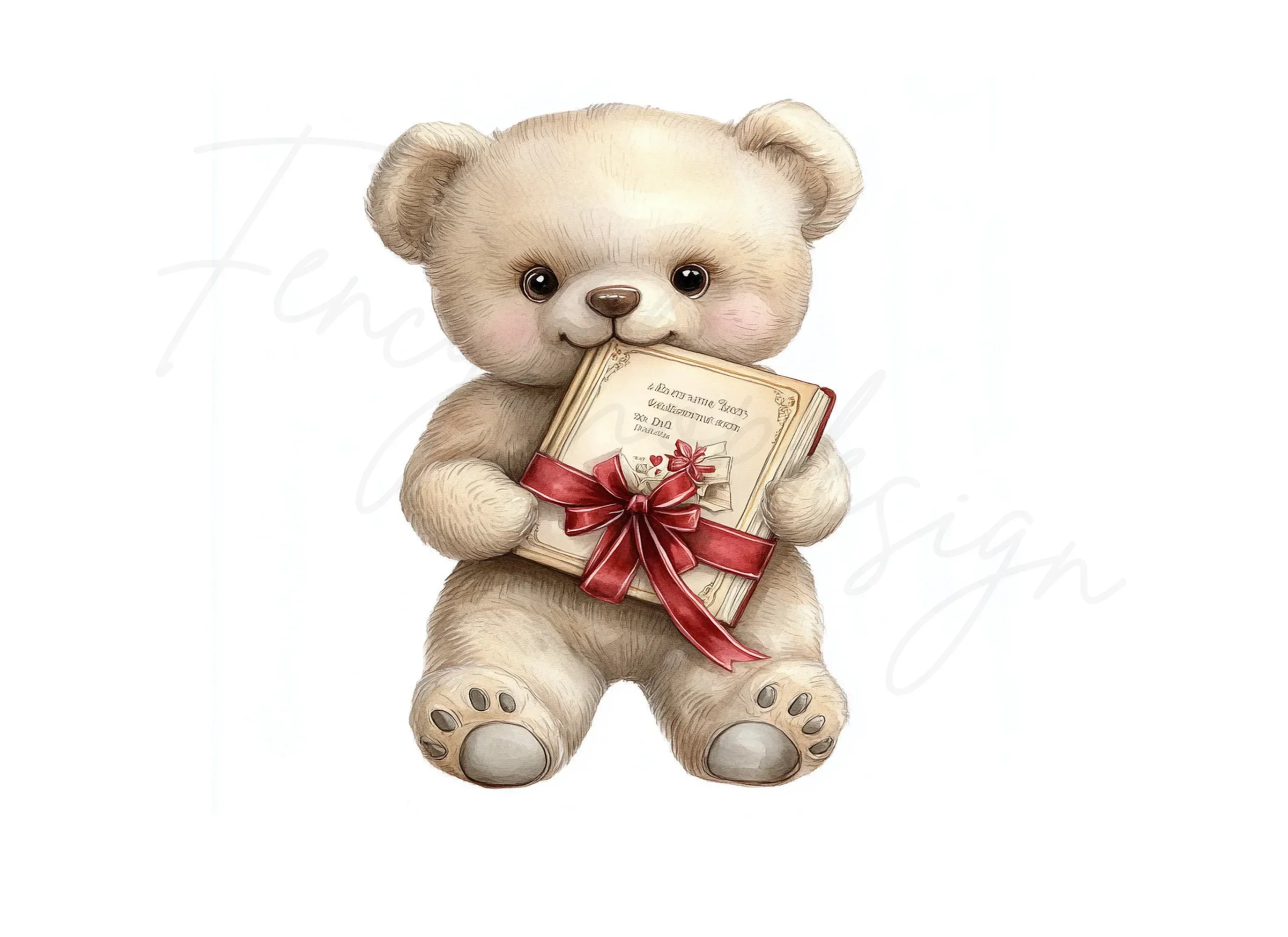 Cute Teddy Bear with Book Clipart Bundle - Image 3