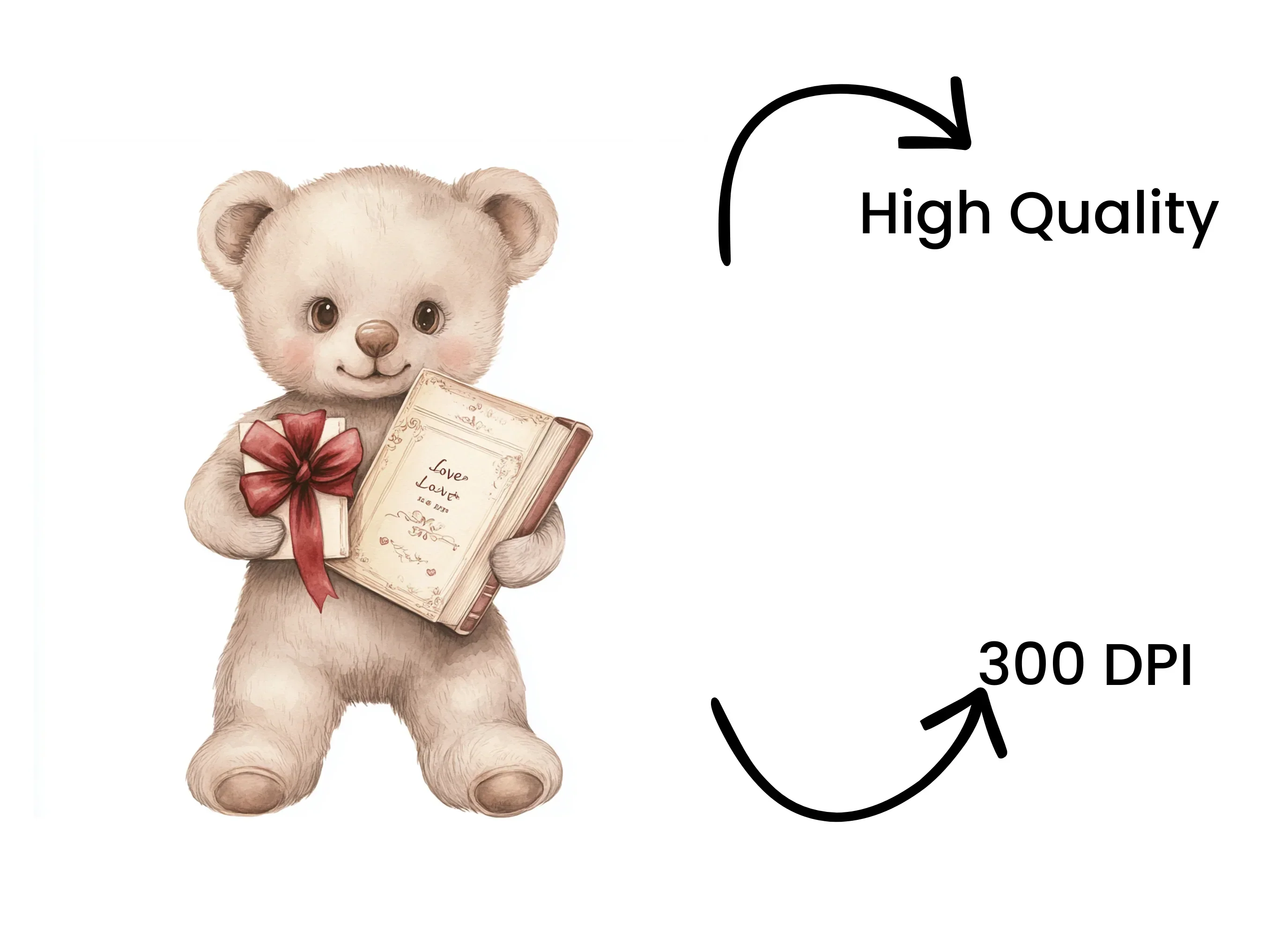 Cute Teddy Bear with Book Clipart Bundle - Image 4