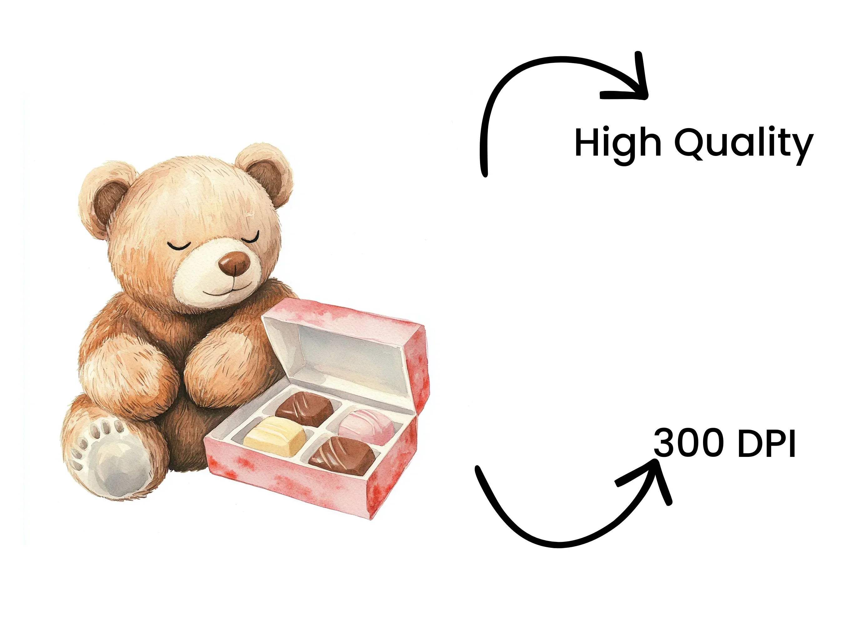 Cute Teddy Bear with Chocolate Box Clipart Bundle - Image 4