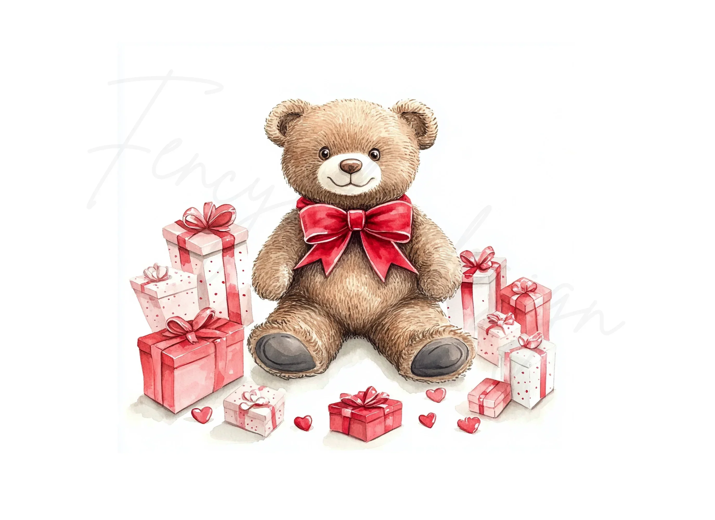 Cute Teddy Bear with Gifts Clipart Bundle - Image 2